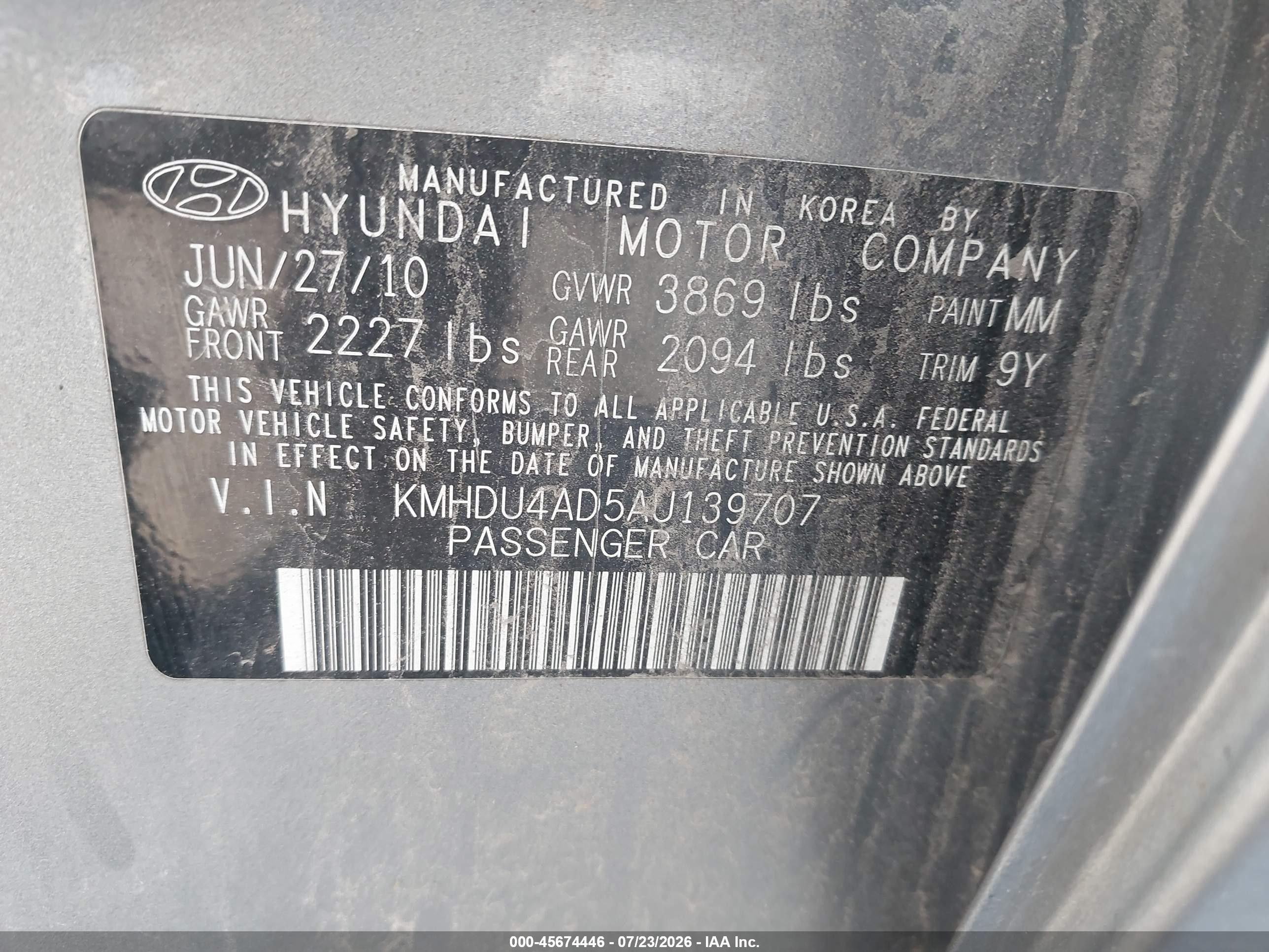 2010 Hyundai Elantra Gls Серый vin: KMHDU4AD5AU139707