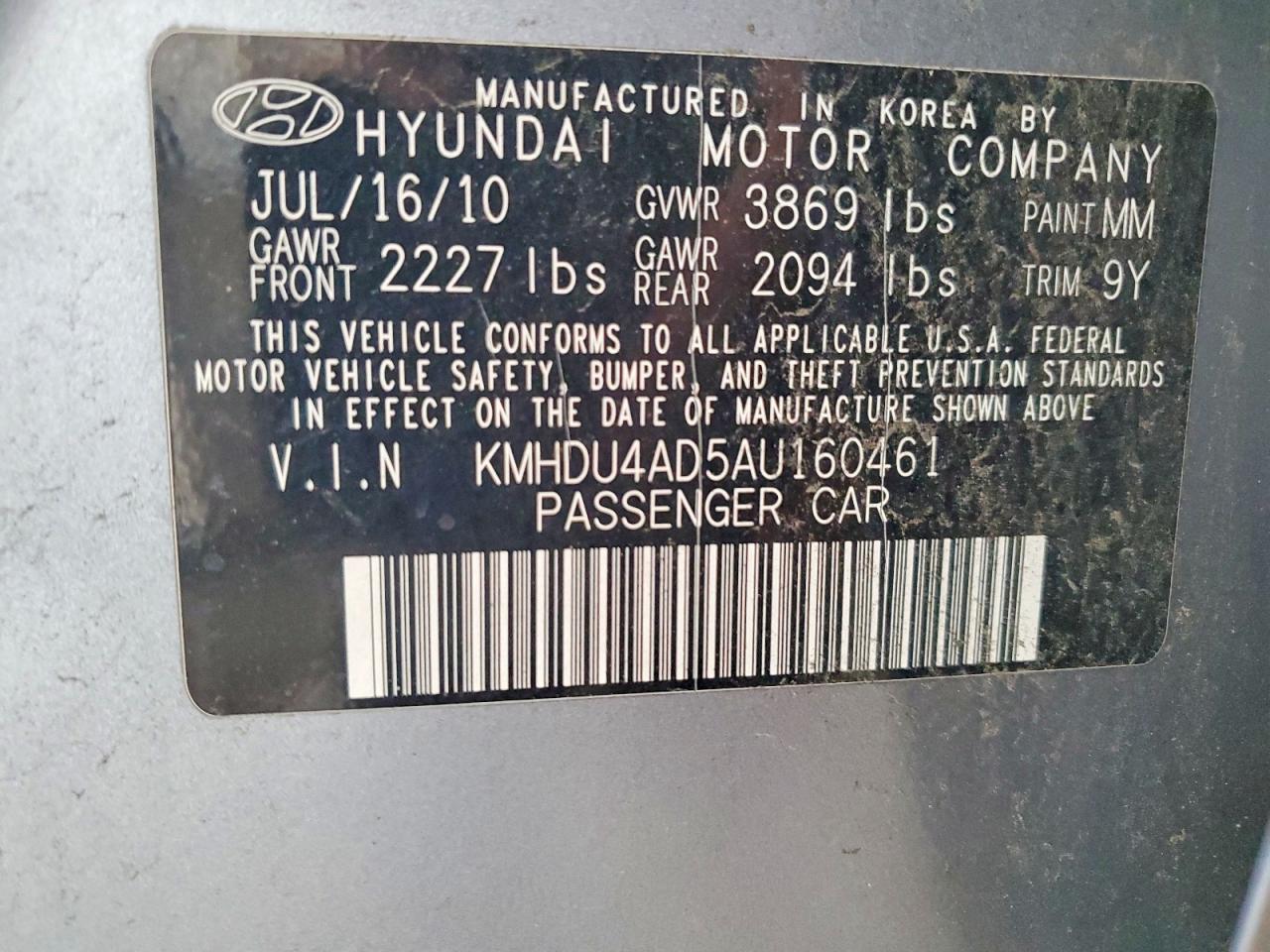 2010 Hyundai Elantra Gls Silver vin: KMHDU4AD5AU160461