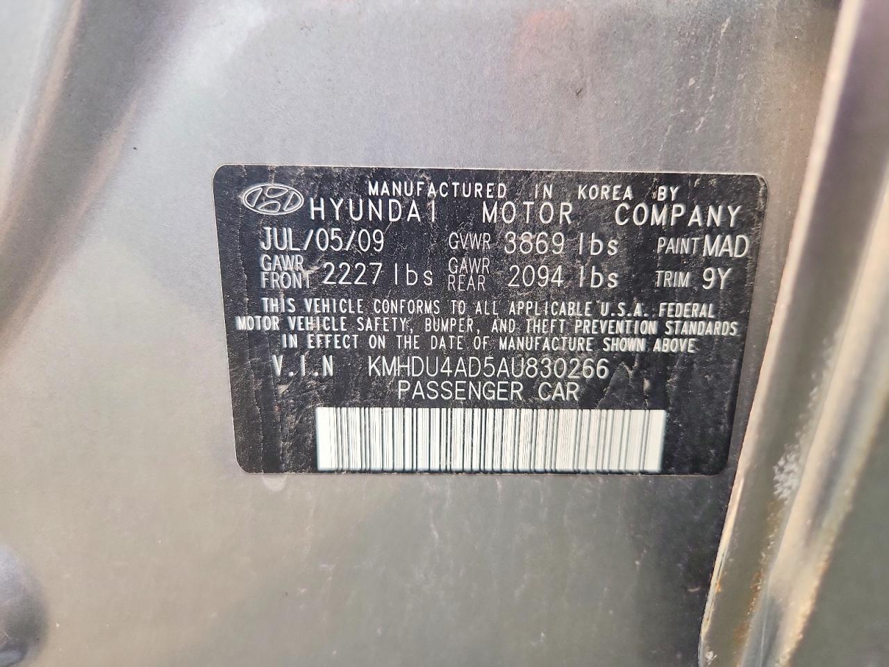 2010 Hyundai Elantra Gls Gray vin: KMHDU4AD5AU830266