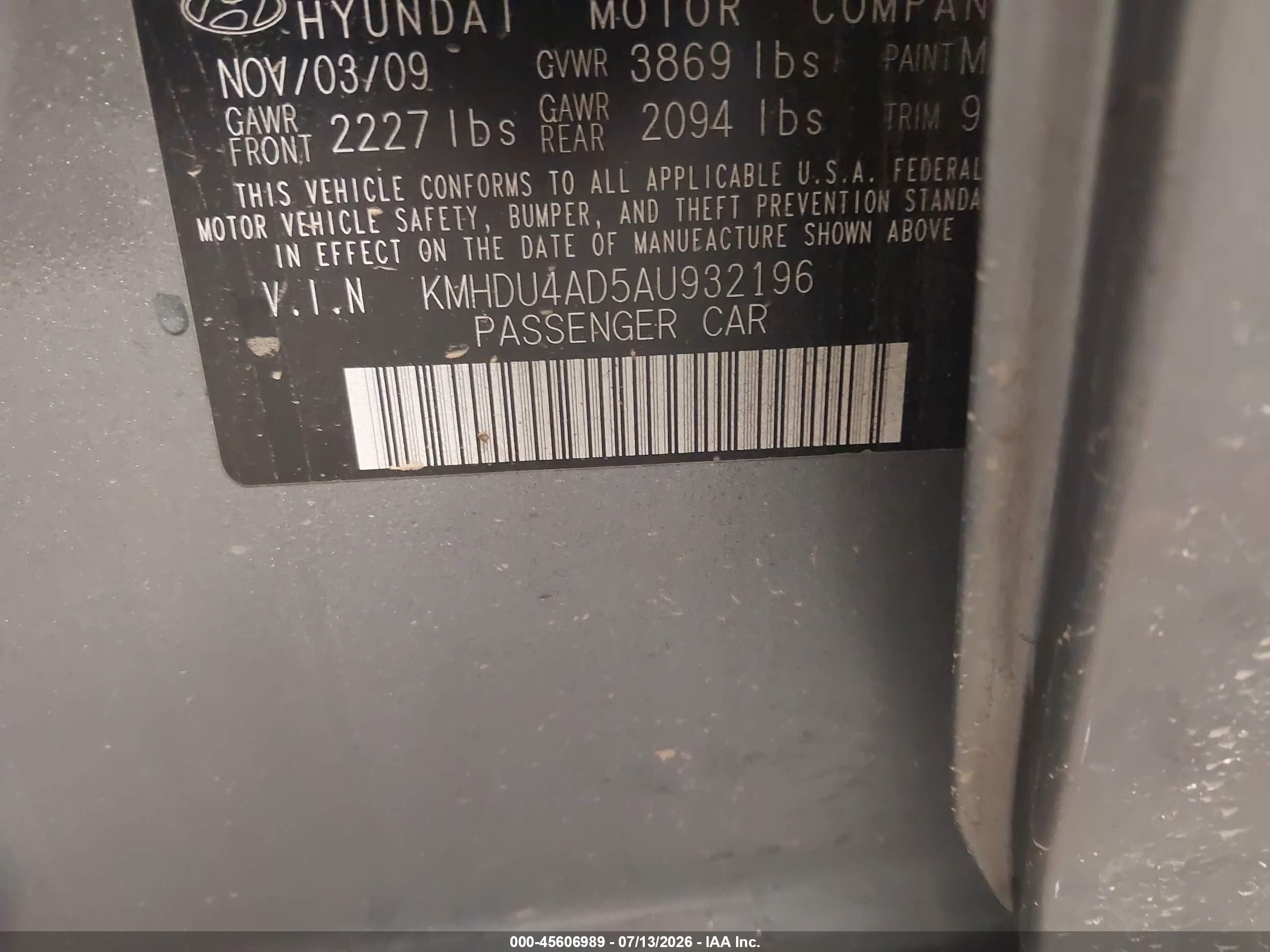 2010 Hyundai Elantra Gls Gray vin: KMHDU4AD5AU932196