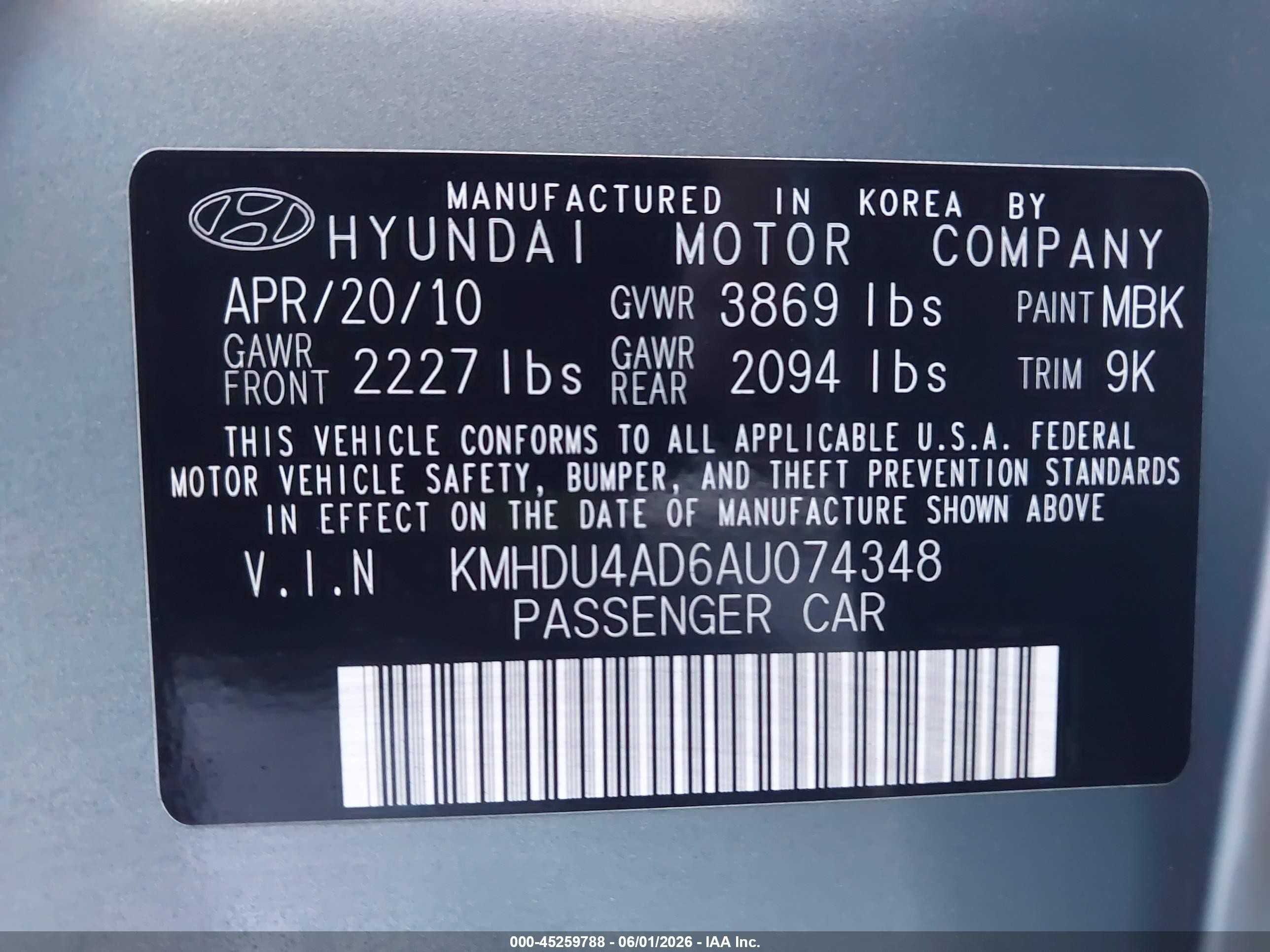 2010 Hyundai Elantra Gls Gray vin: KMHDU4AD6AU074348
