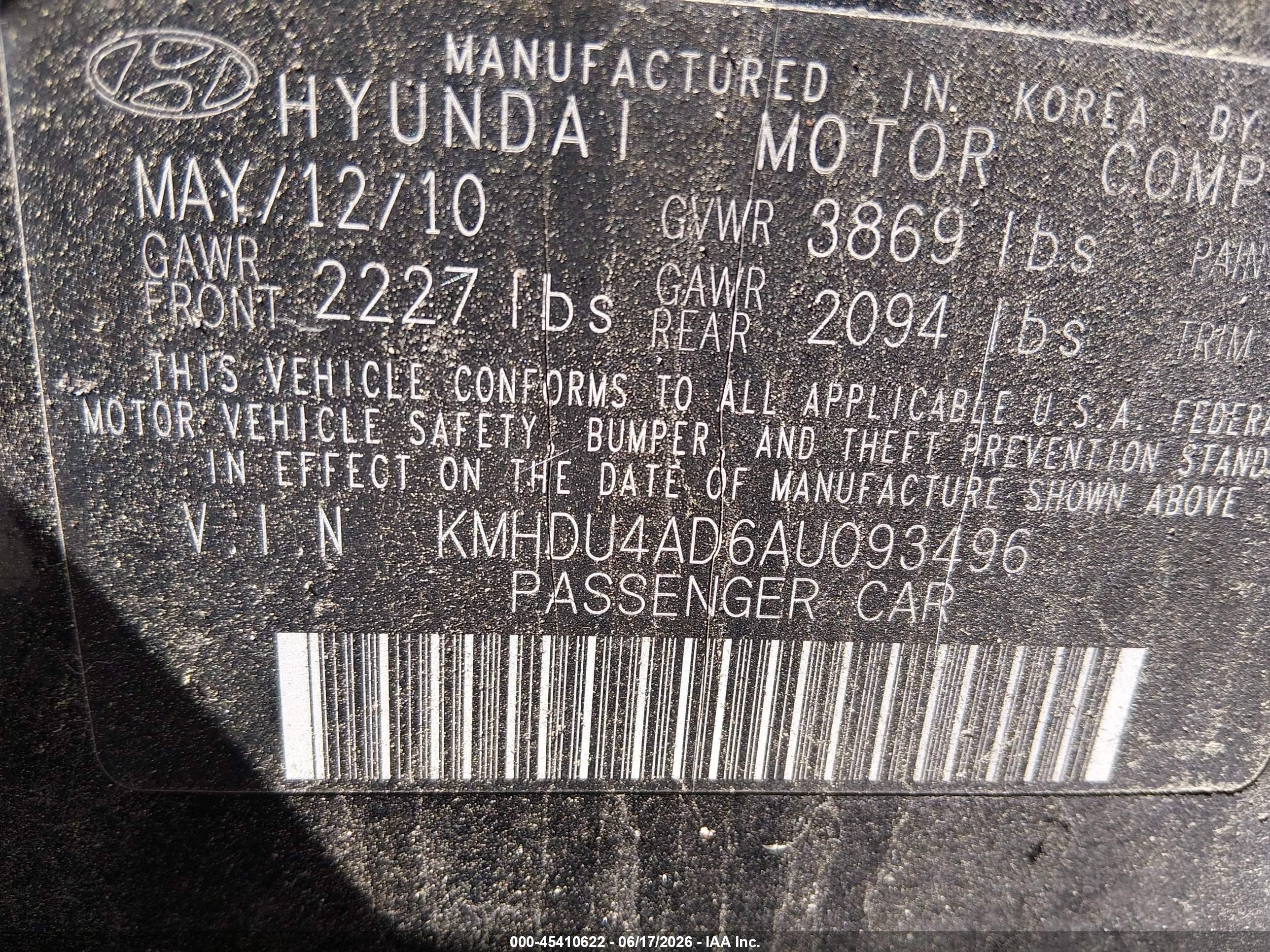 2010 Hyundai Elantra Gls Black vin: KMHDU4AD6AU093496