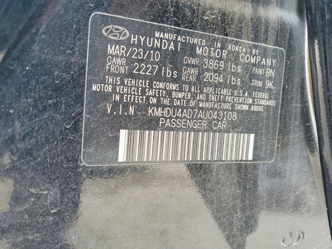 2010 Hyundai Elantra Gls Black vin: KMHDU4AD7AU043108
