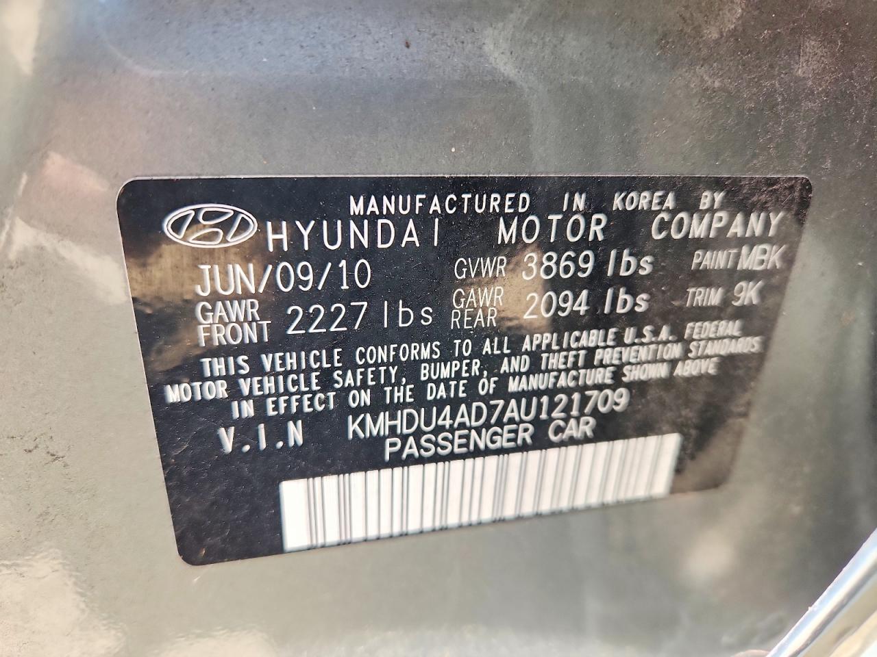 2010 Hyundai Elantra Gls Green vin: KMHDU4AD7AU121709