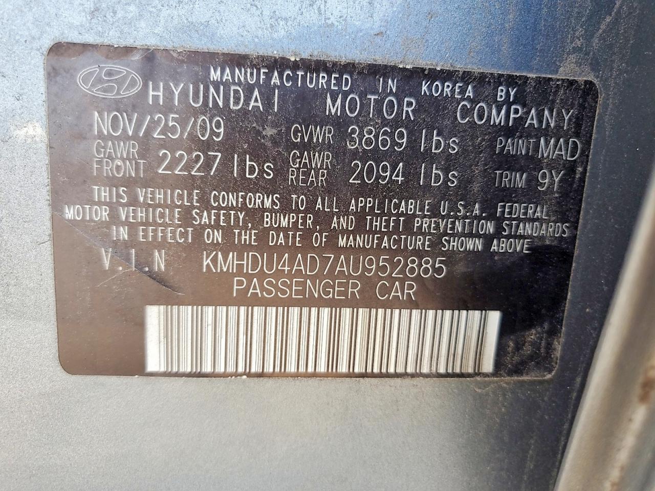 2010 Hyundai Elantra Gls Gray vin: KMHDU4AD7AU952885
