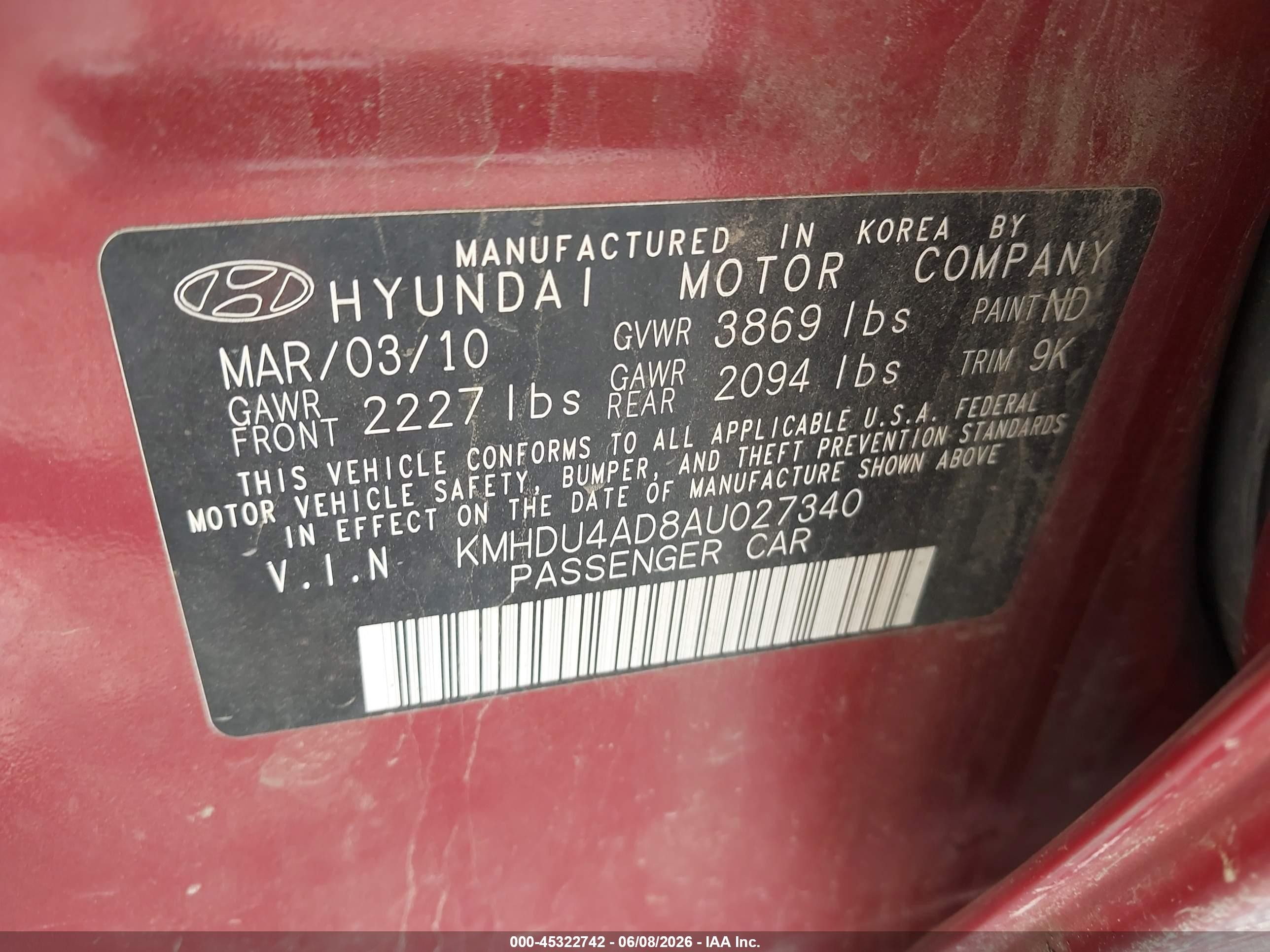 2010 Hyundai Elantra Gls Красный vin: KMHDU4AD8AU027340