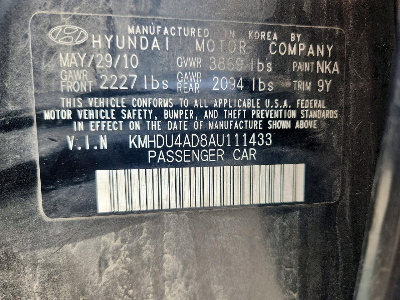 2010 Hyundai Elantra Gls Black vin: KMHDU4AD8AU111433