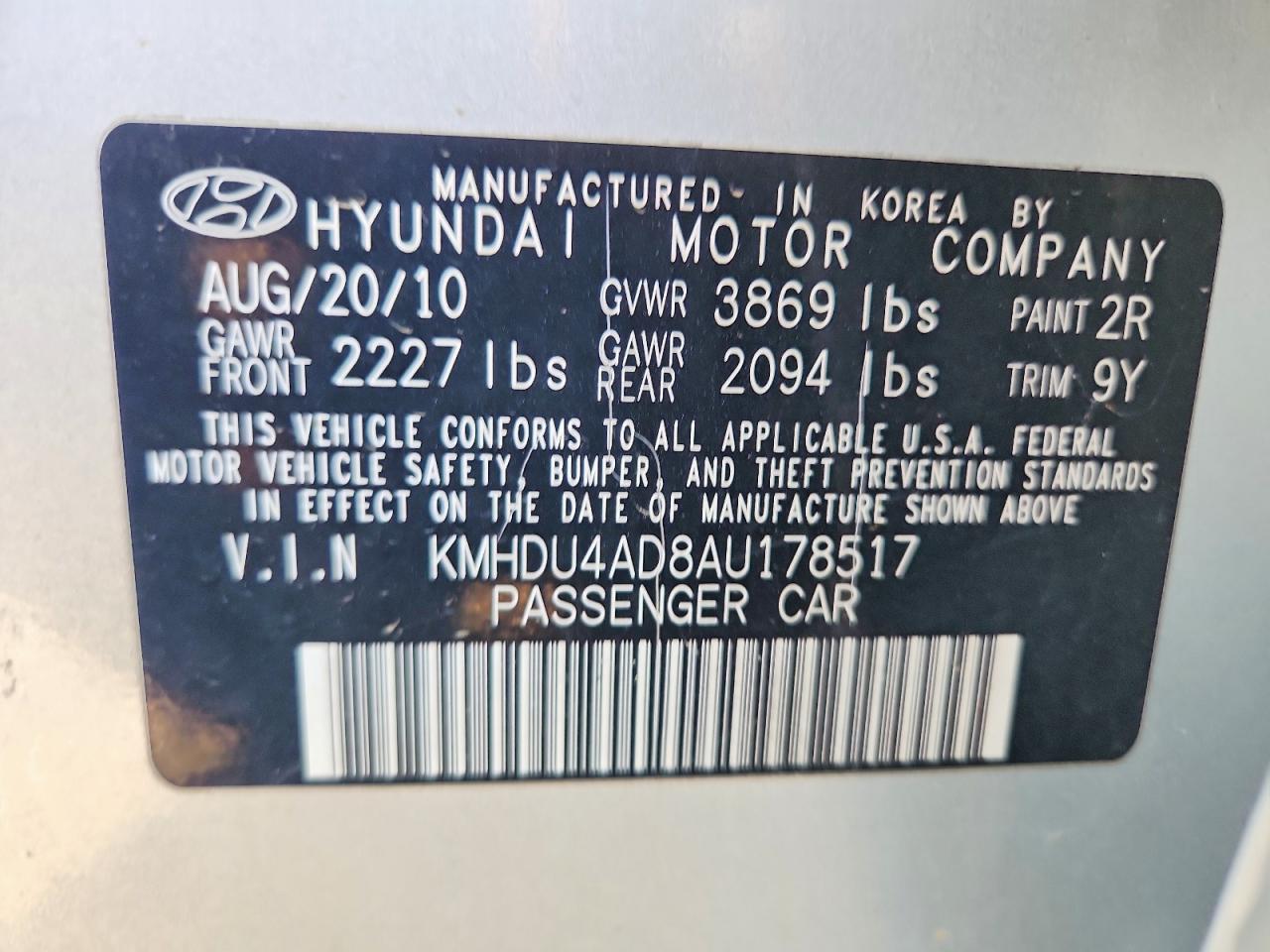 2010 Hyundai Elantra Gls Silver vin: KMHDU4AD8AU178517