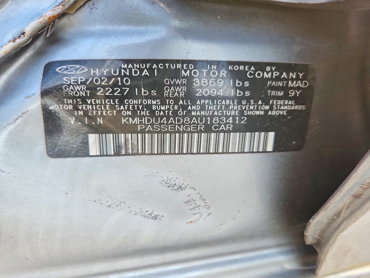 2010 Hyundai Elantra Gls Silver vin: KMHDU4AD8AU183412