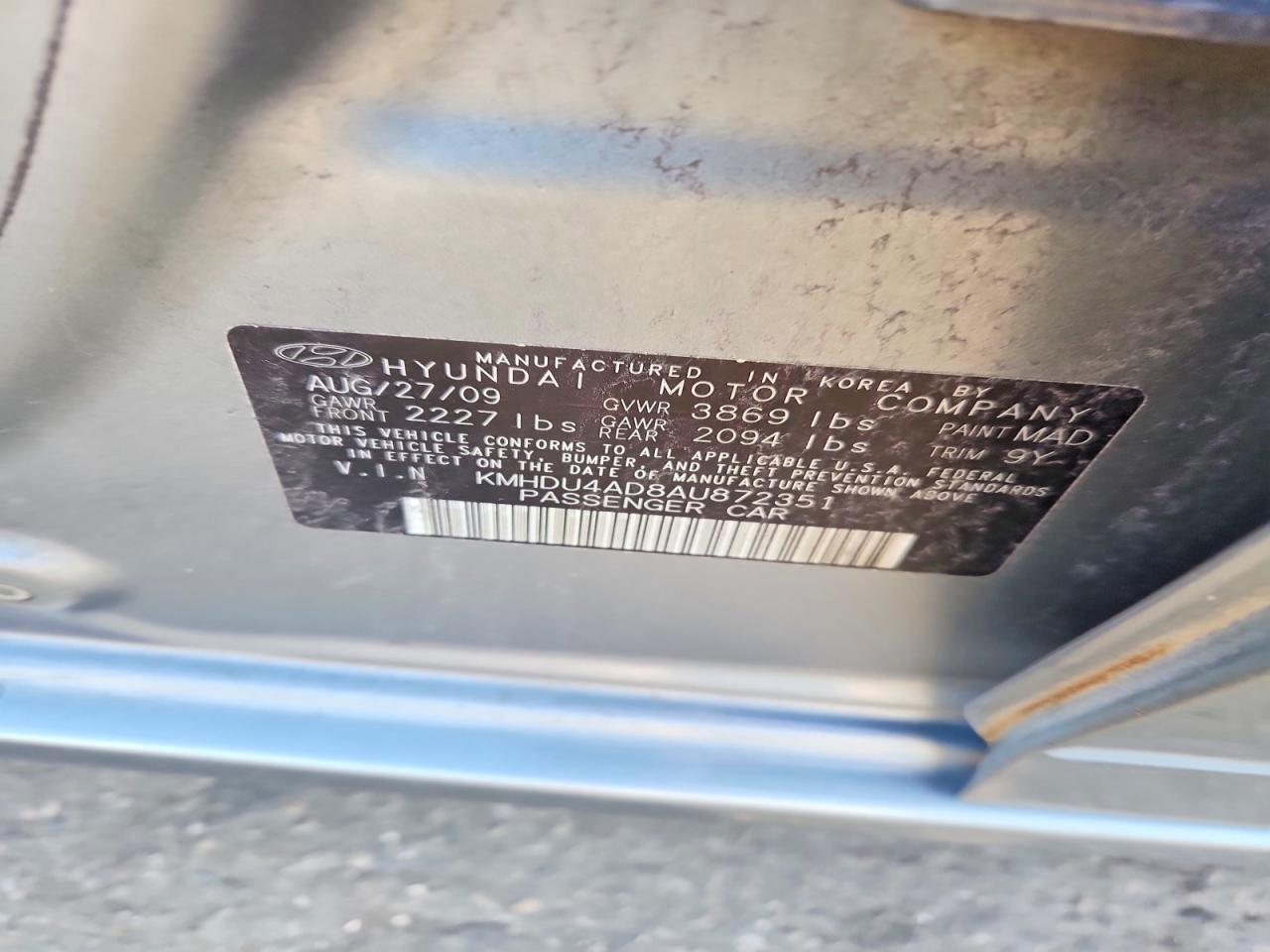 2010 Hyundai Elantra Se Gray vin: KMHDU4AD8AU872351