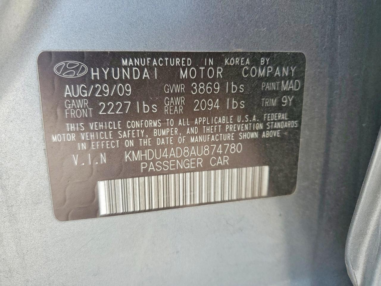 2010 Hyundai Elantra Gls Gray vin: KMHDU4AD8AU874780