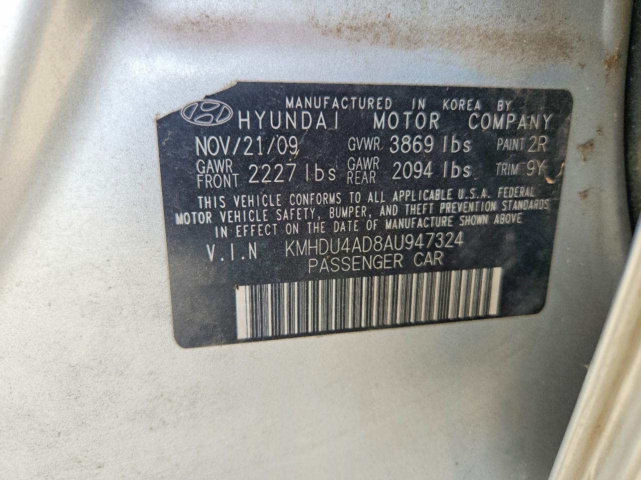 2010 Hyundai Elantra Se Silver vin: KMHDU4AD8AU947324