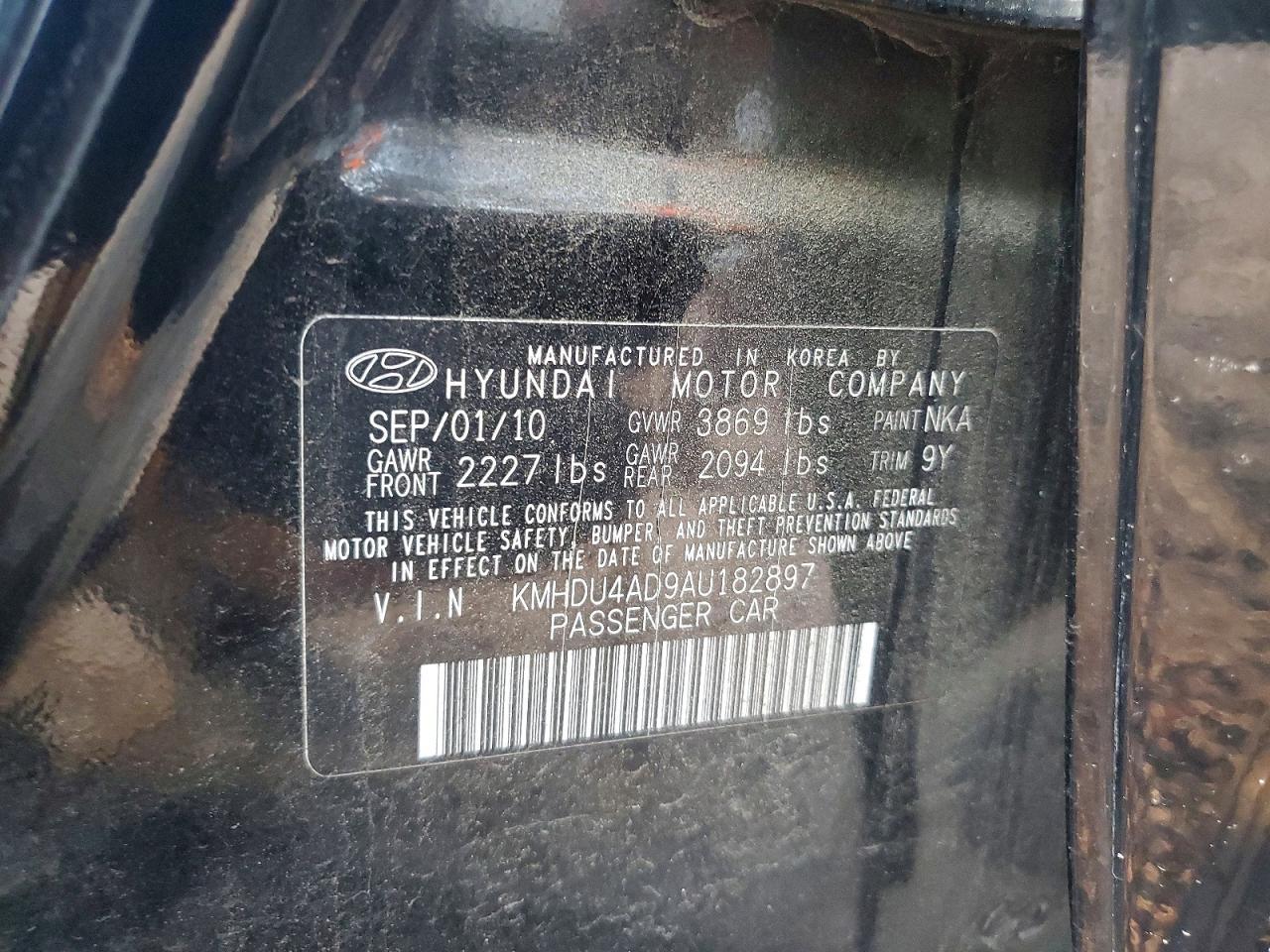 2010 Hyundai Elantra Gls Black vin: KMHDU4AD9AU182897