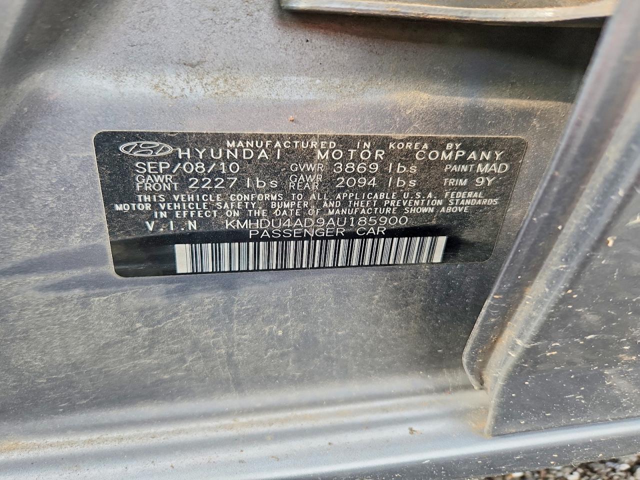 2010 Hyundai Elantra Gls Gray vin: KMHDU4AD9AU185900