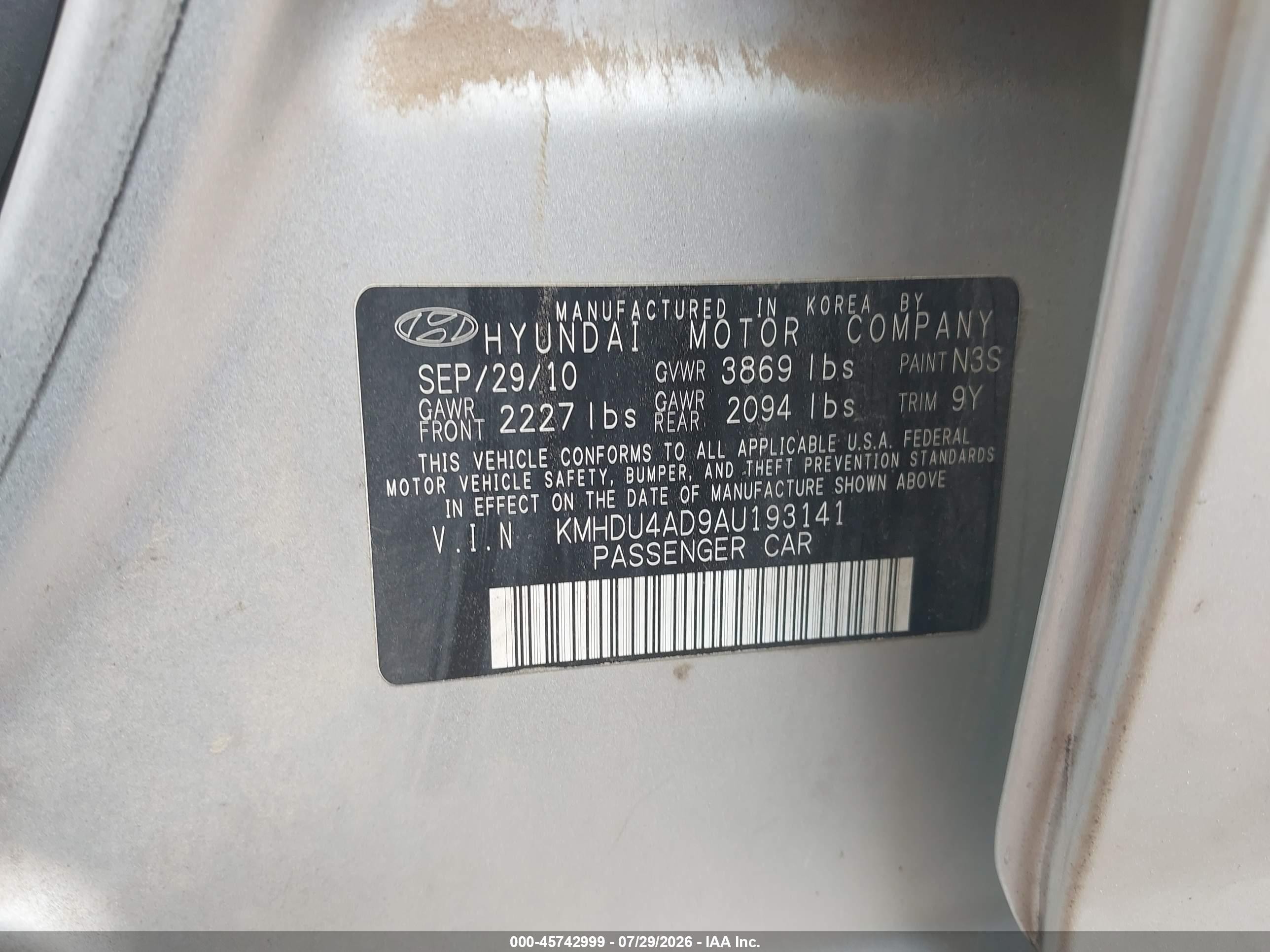 2010 Hyundai Elantra Gls Серебряный vin: KMHDU4AD9AU193141