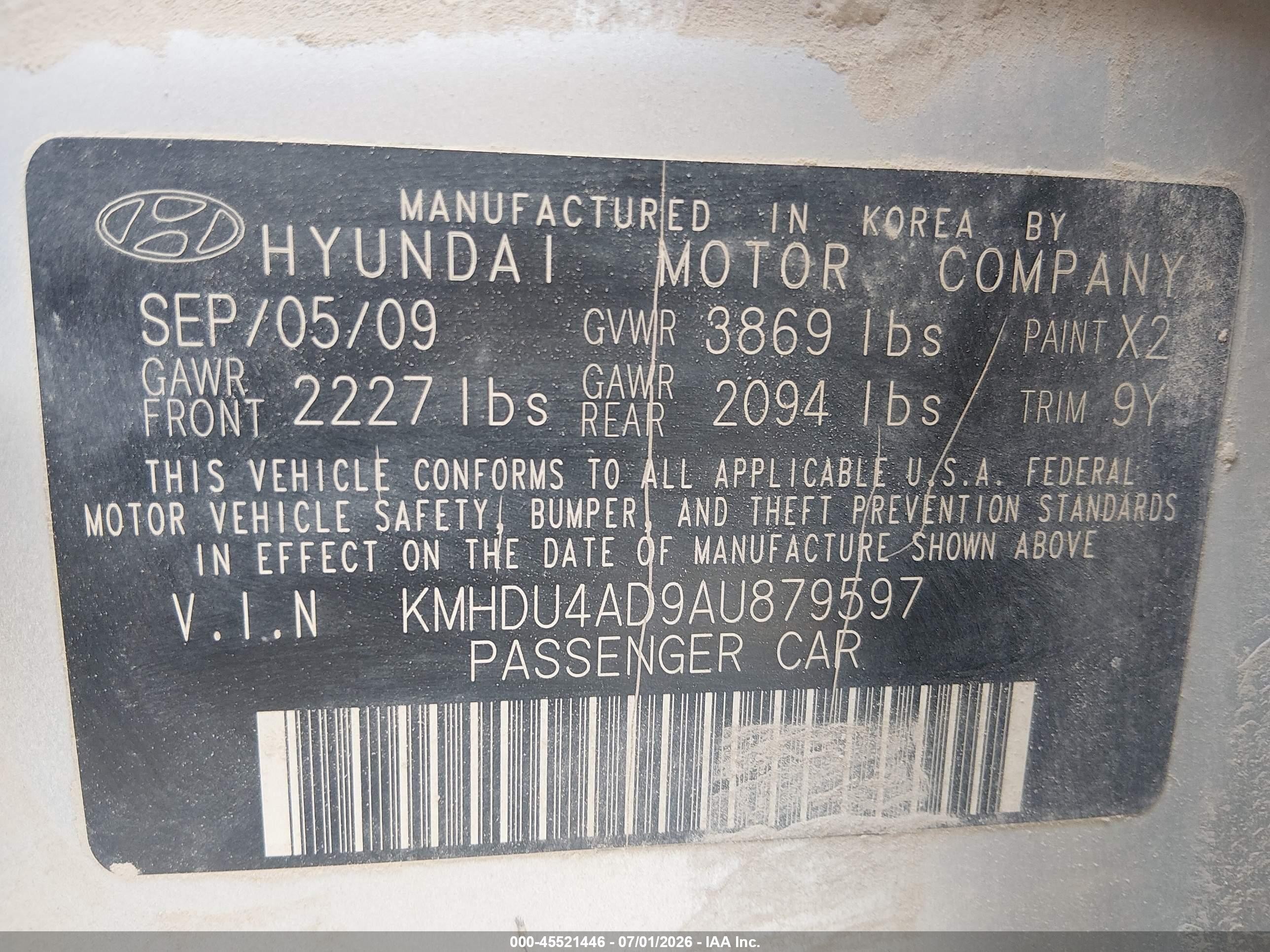 2010 Hyundai Elantra Gls Серебряный vin: KMHDU4AD9AU879597
