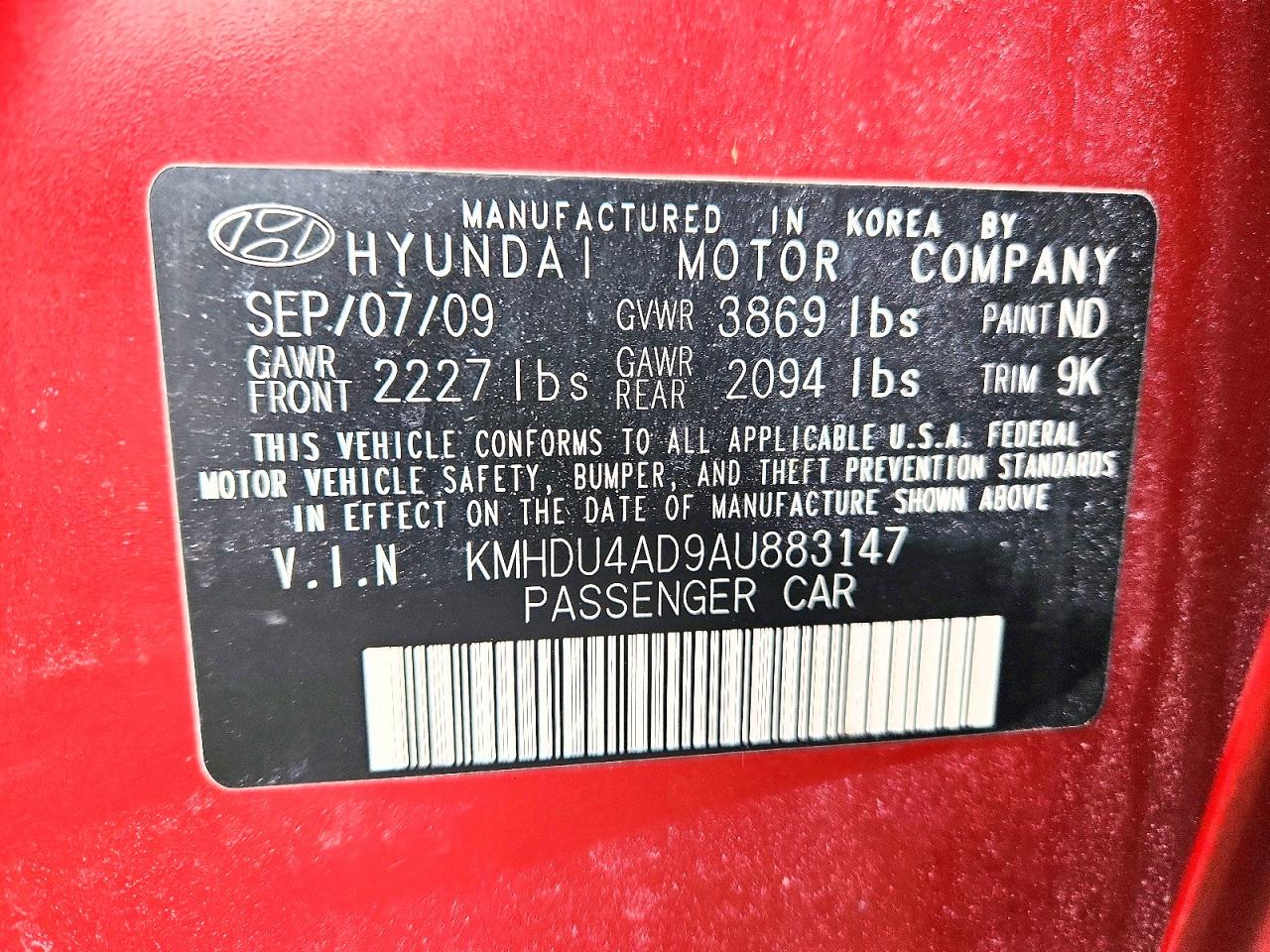 2010 Hyundai Elantra Gls Red vin: KMHDU4AD9AU883147