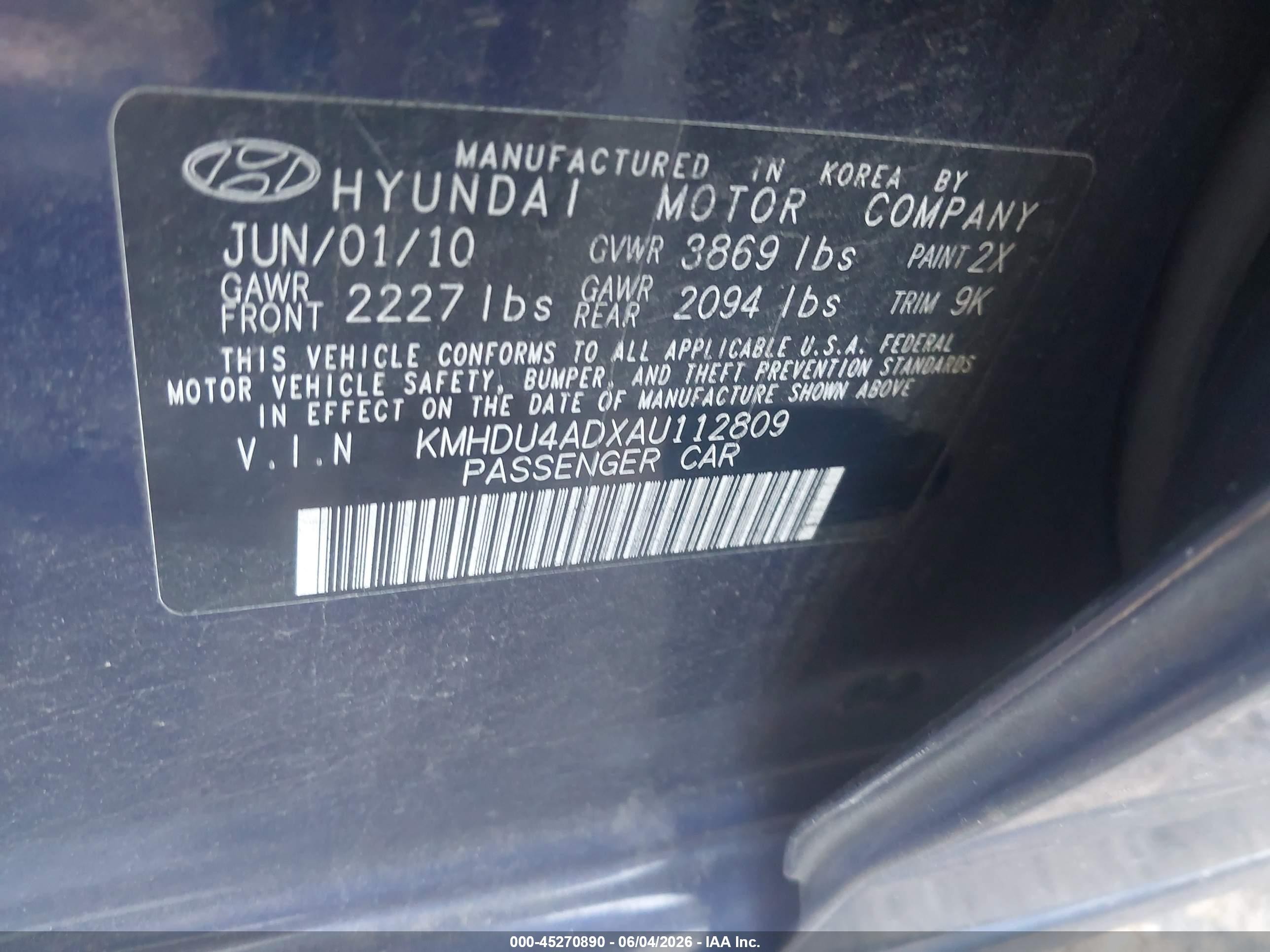 2010 Hyundai Elantra Gls Dark Blue vin: KMHDU4ADXAU112809