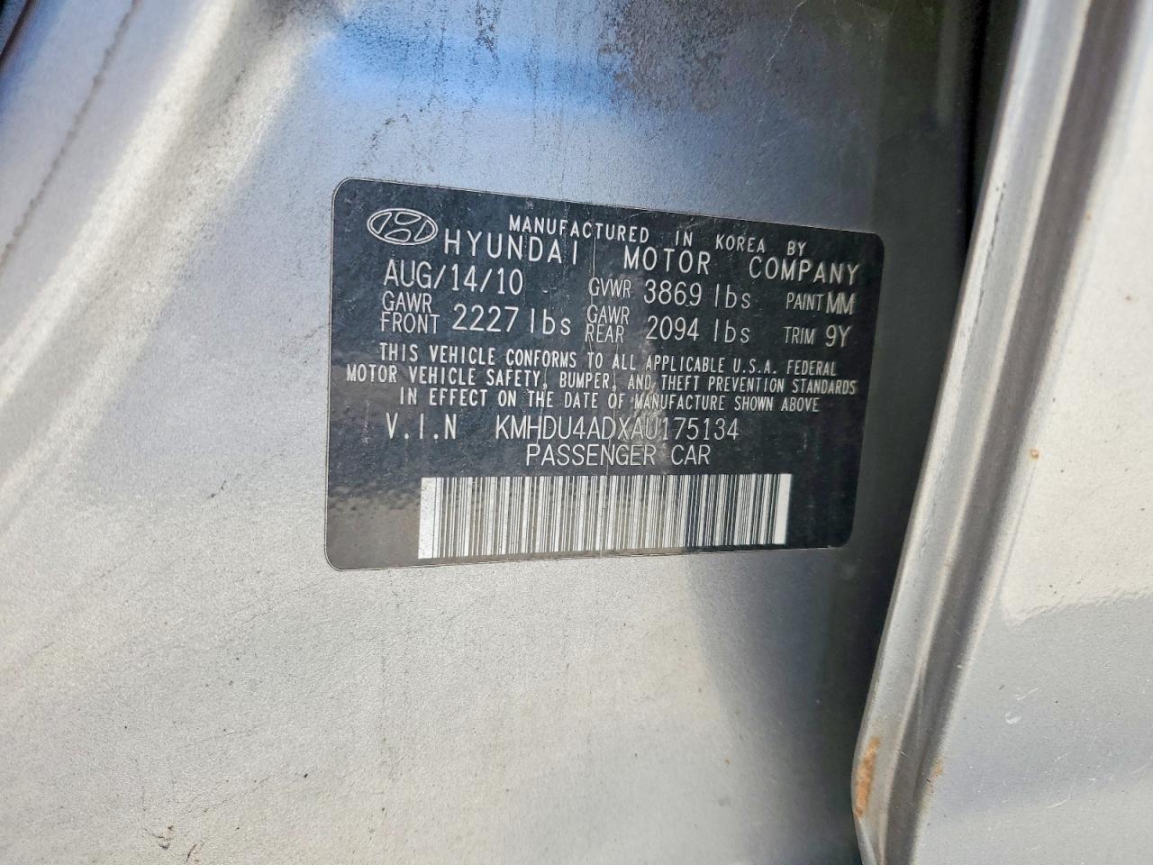 2010 Hyundai Elantra Blue Silver vin: KMHDU4ADXAU175134