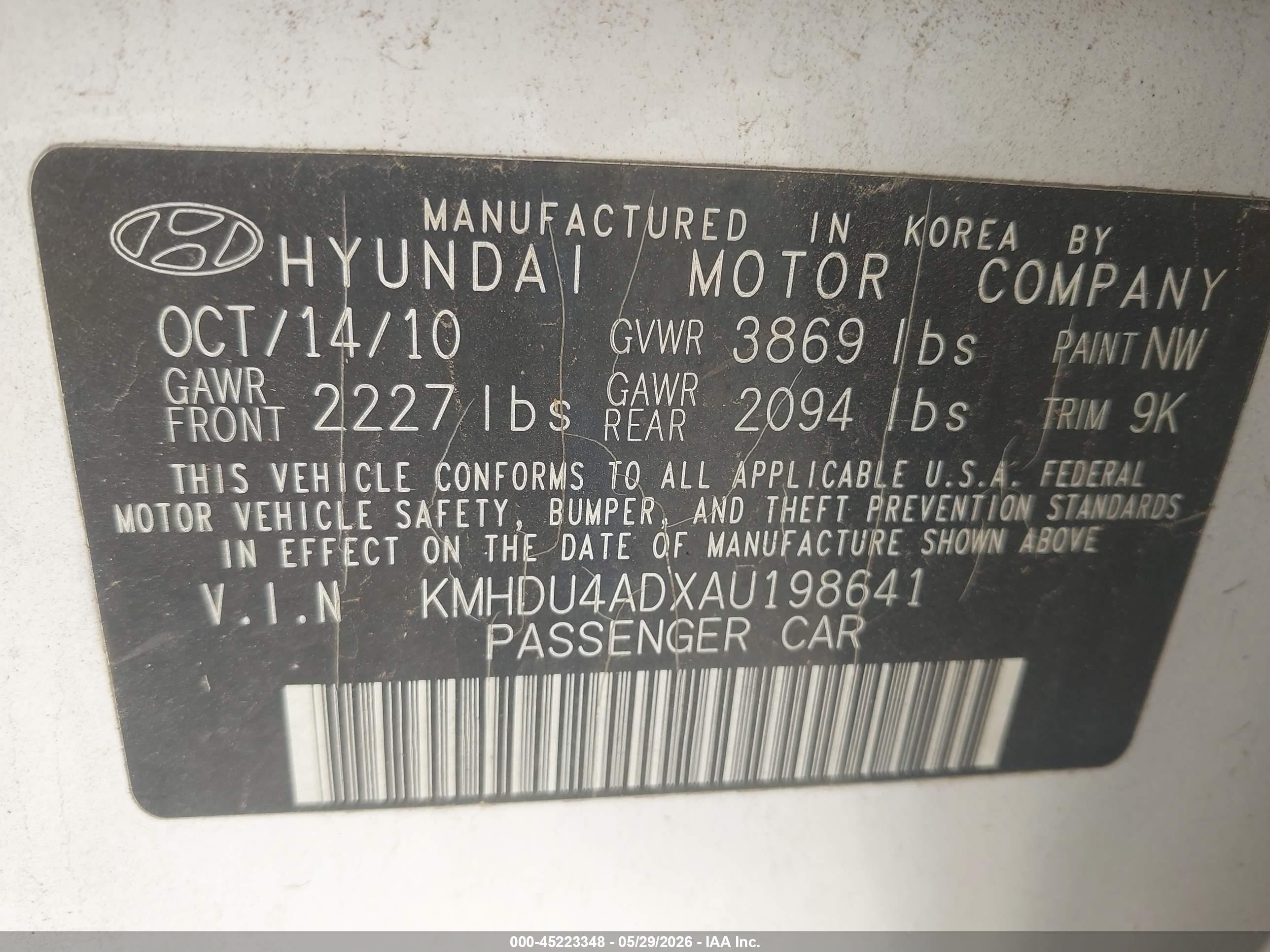 2010 Hyundai Elantra Gls Белый vin: KMHDU4ADXAU198641
