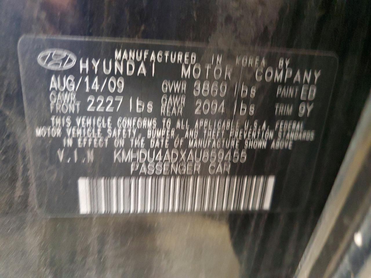 2010 Hyundai Elantra Gls Black vin: KMHDU4ADXAU859455