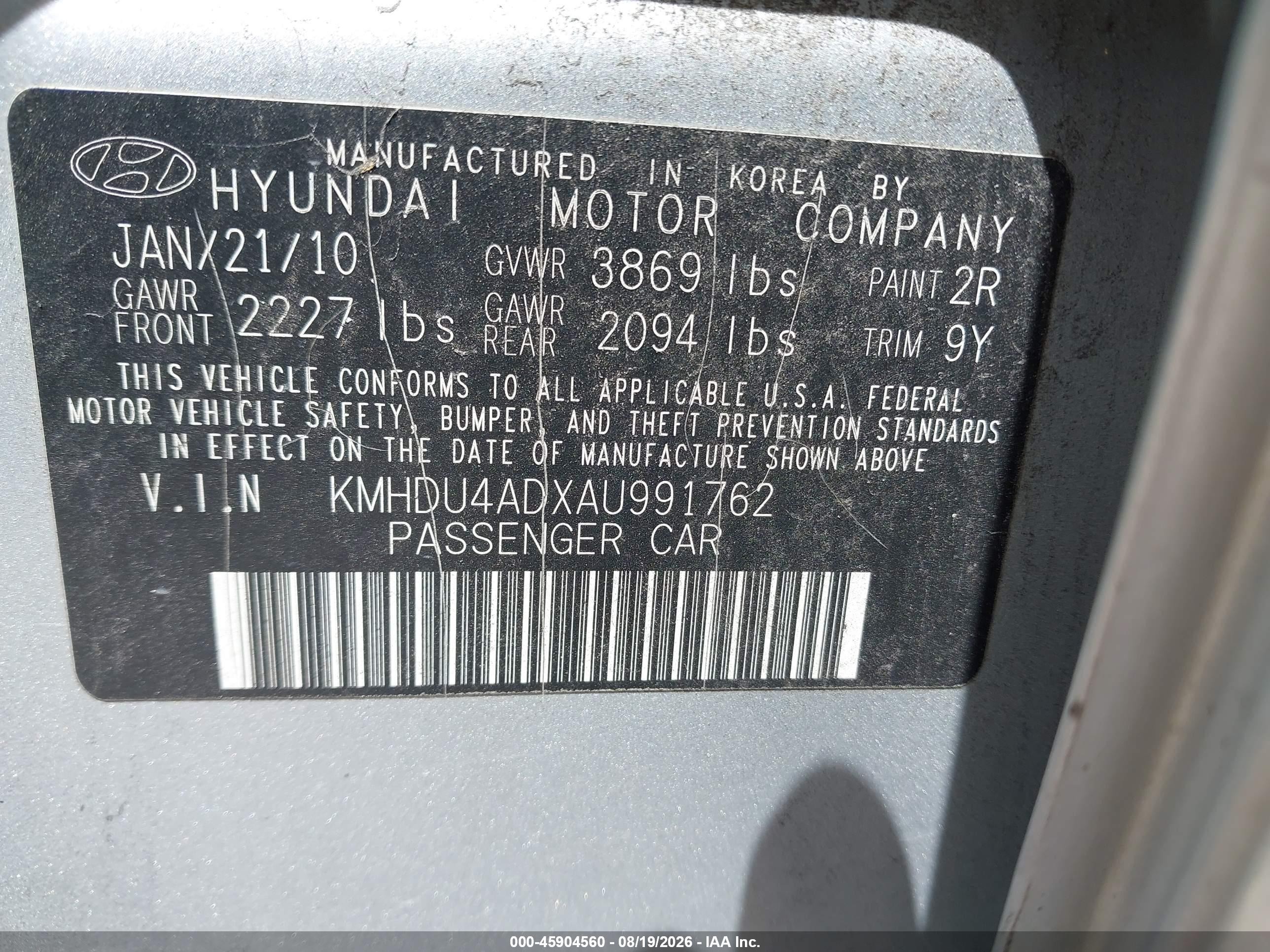 2010 Hyundai Elantra Gls Серебряный vin: KMHDU4ADXAU991762