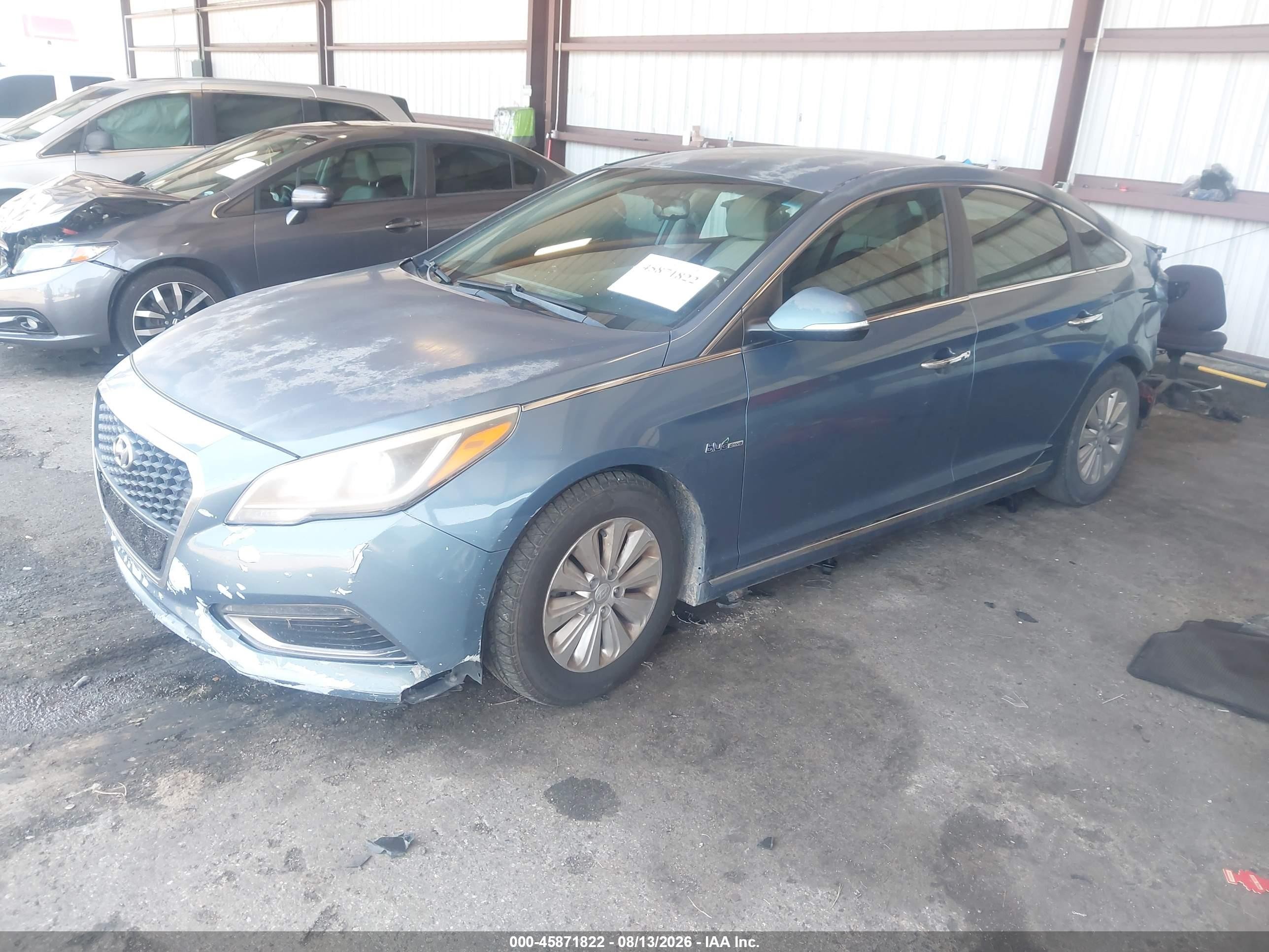 2016 Hyundai Sonata Hybrid Se Blue vin: KMHE24L11GA040552
