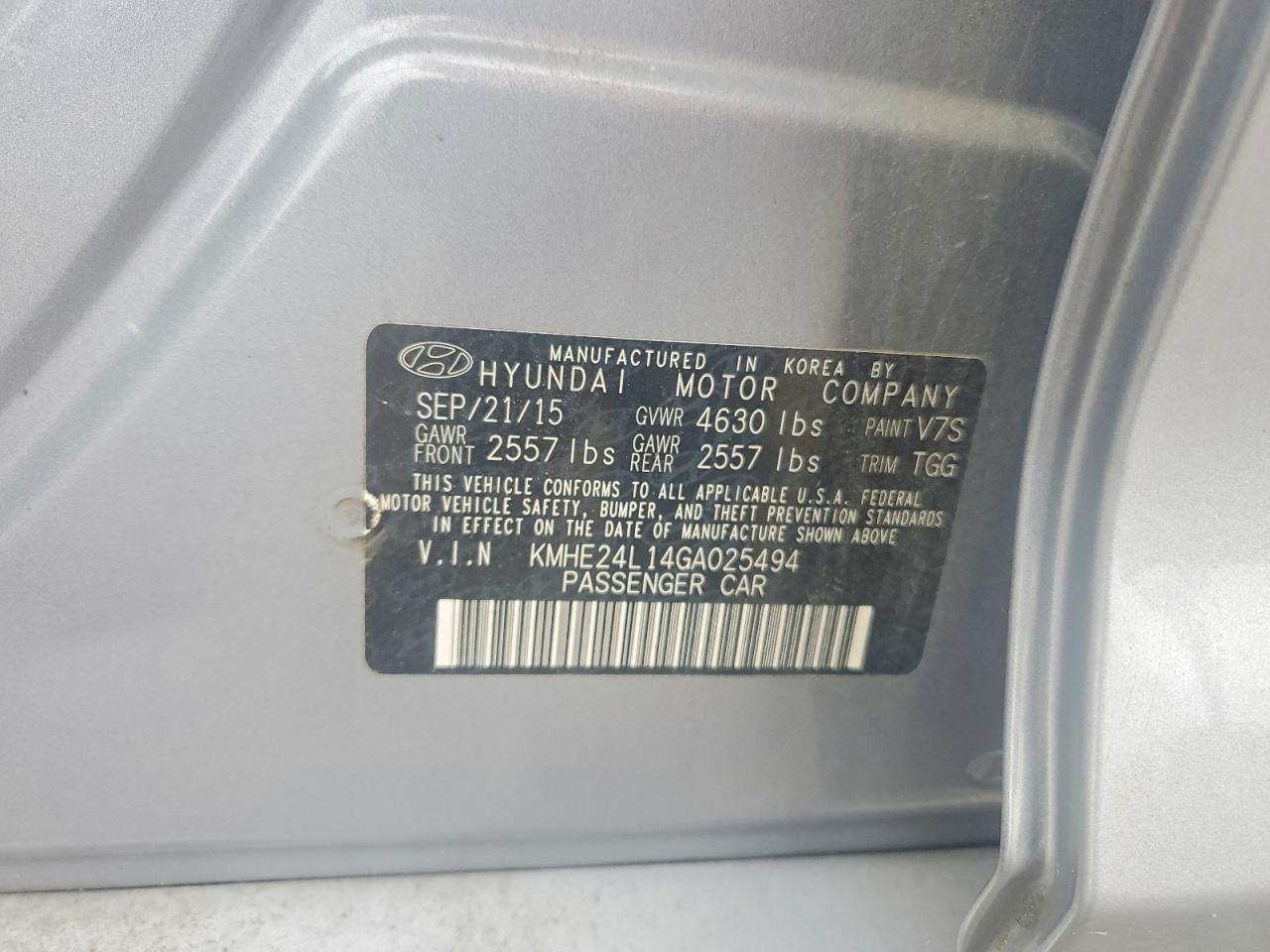 2016 Hyundai Sonata Hybrid Se Silver vin: KMHE24L14GA025494
