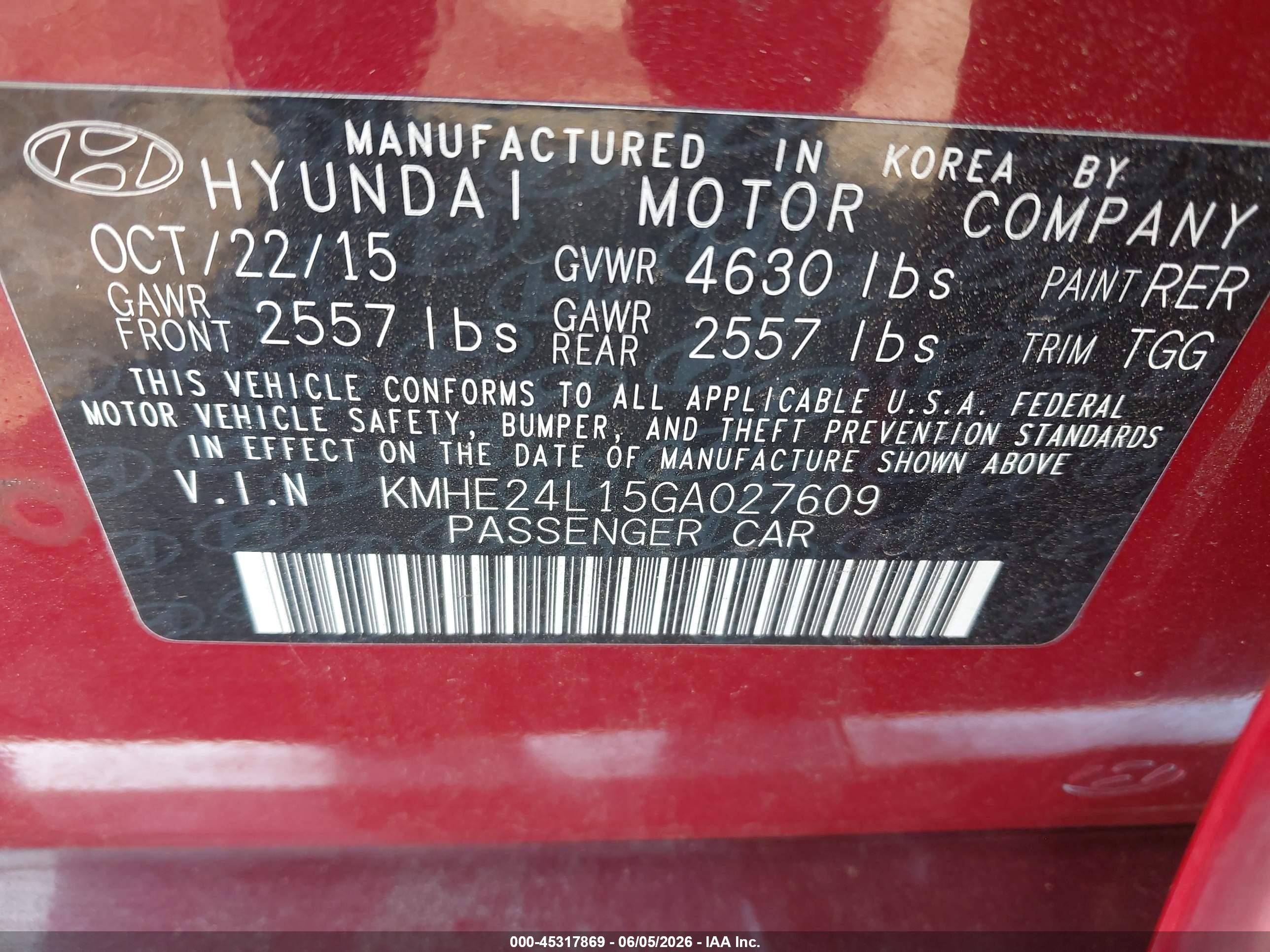 2016 Hyundai Sonata Hybrid Se Red vin: KMHE24L15GA027609