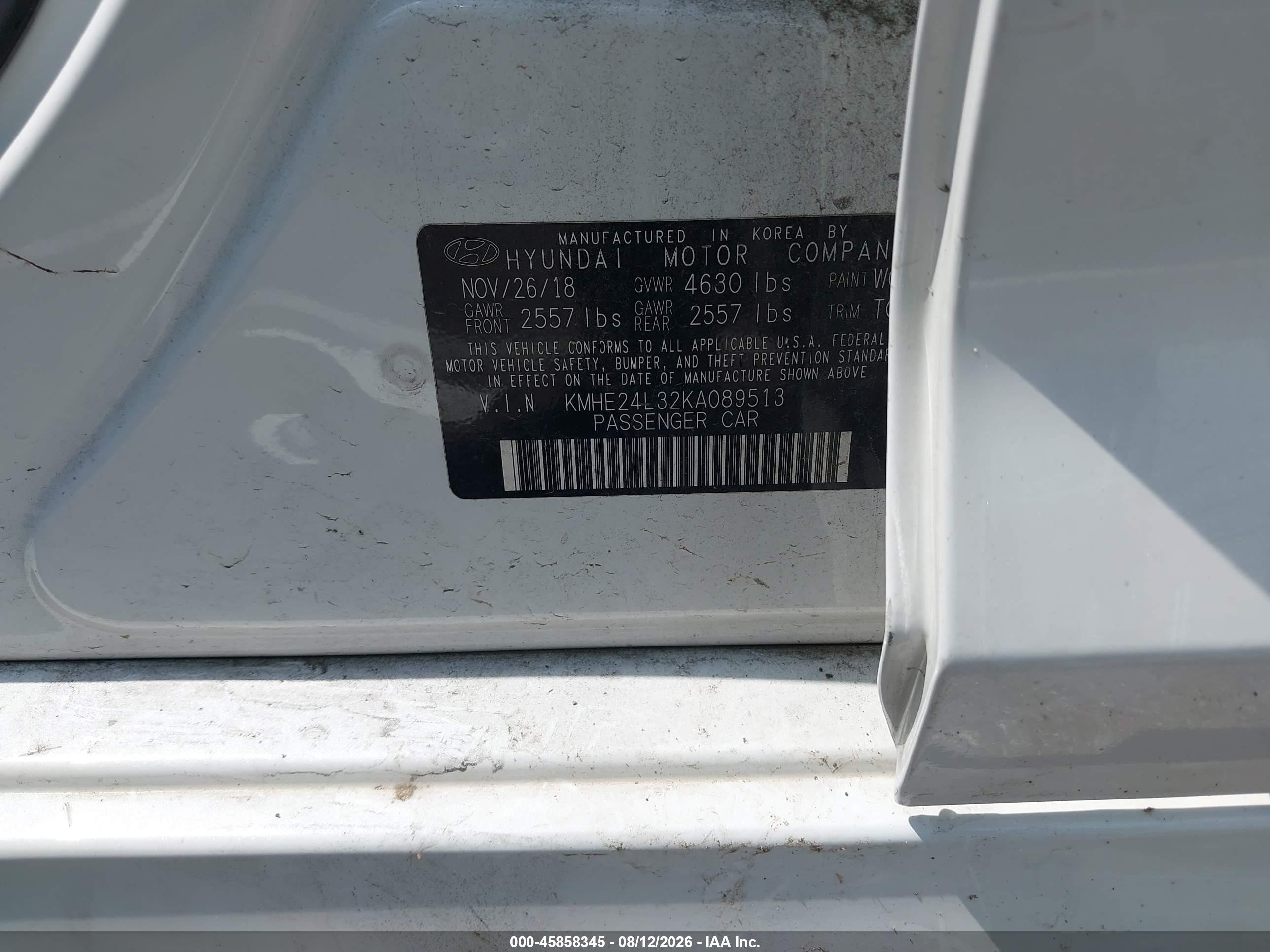 2019 Hyundai Sonata Hybrid Se White vin: KMHE24L32KA089513