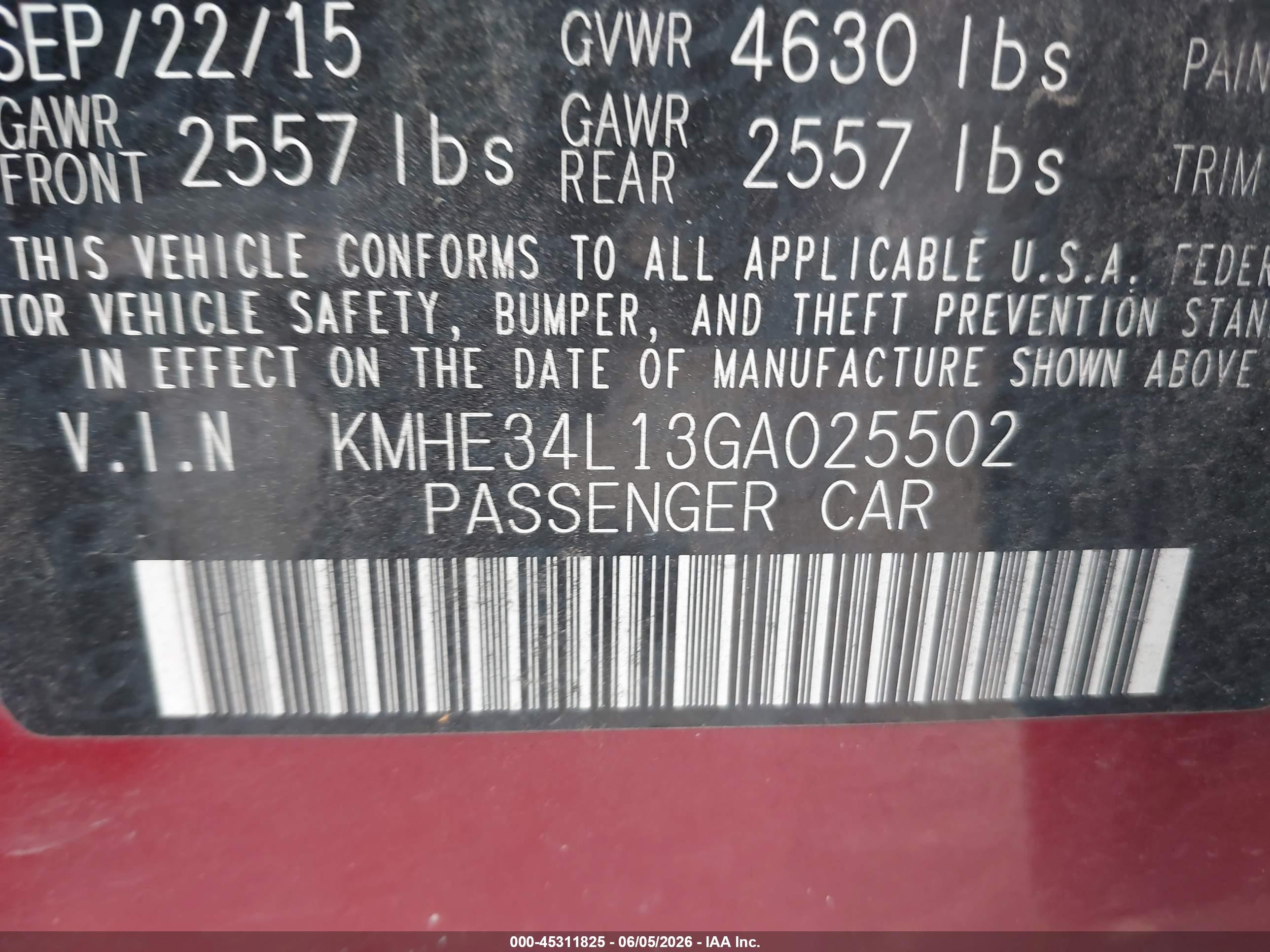 2016 Hyundai Sonata Hybrid Limited Red vin: KMHE34L13GA025502