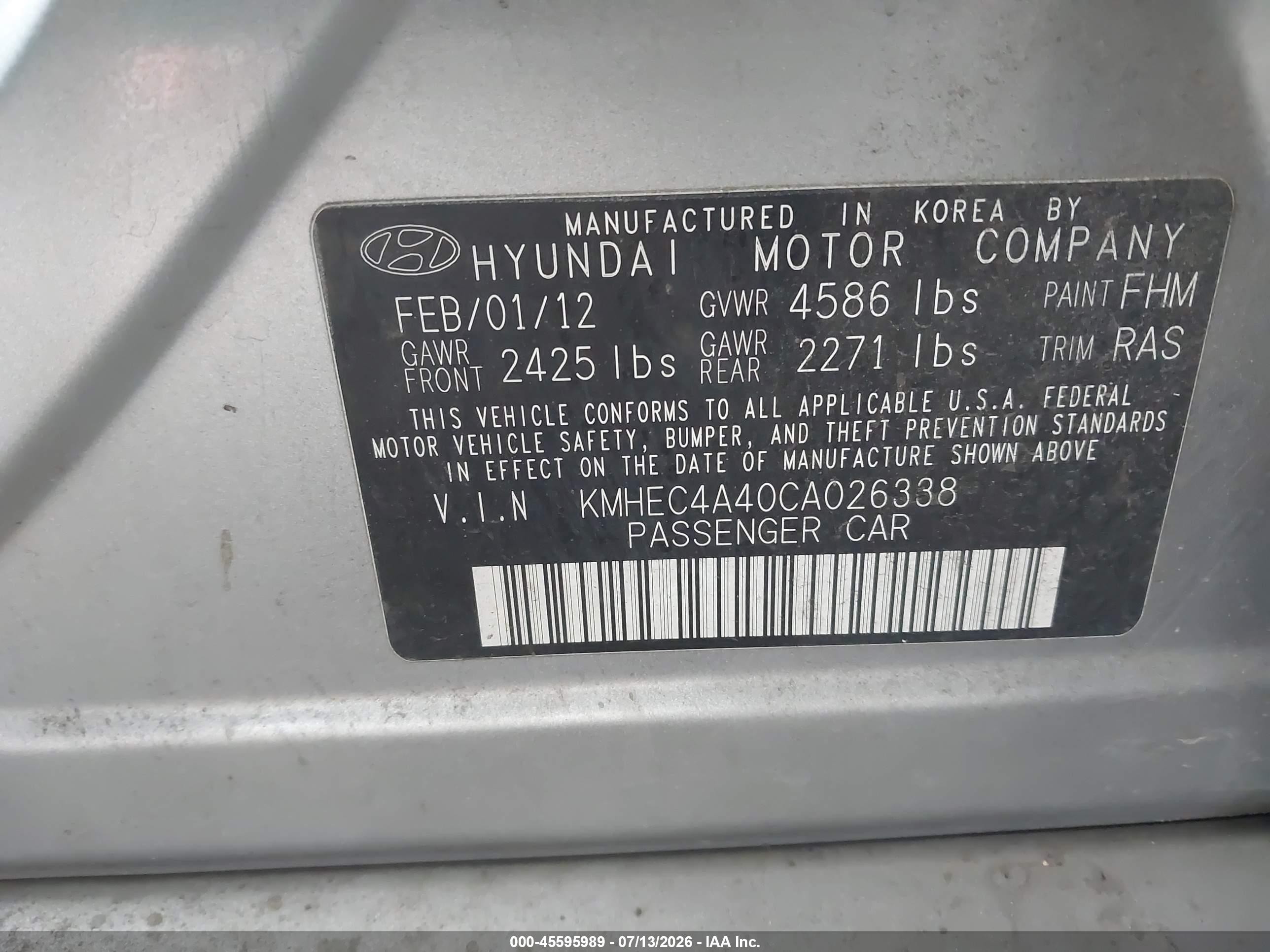 2012 Hyundai Sonata Hybrid   Gray vin: KMHEC4A40CA026338