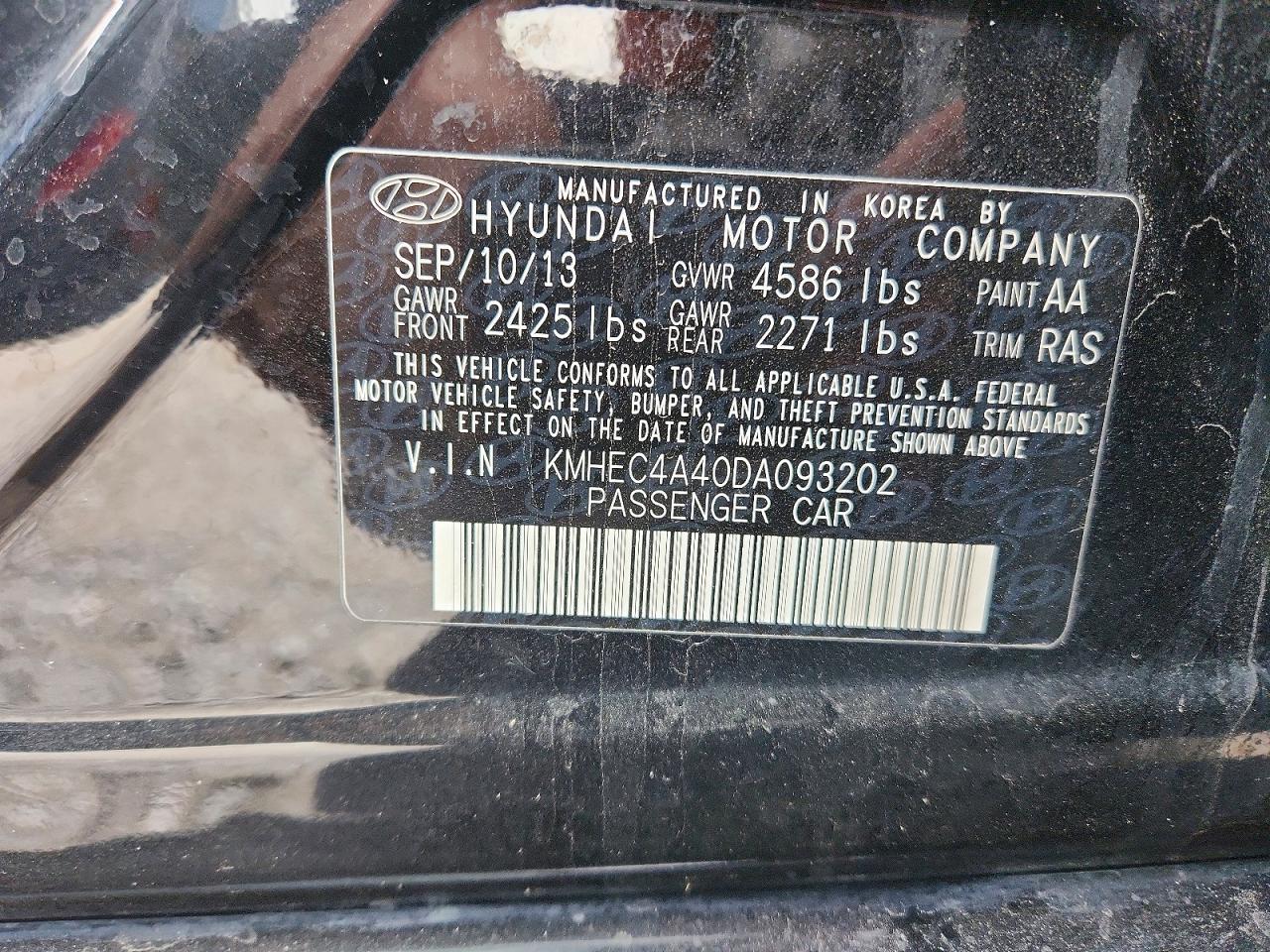 2013 Hyundai Sonata Hybrid Black vin: KMHEC4A40DA093202