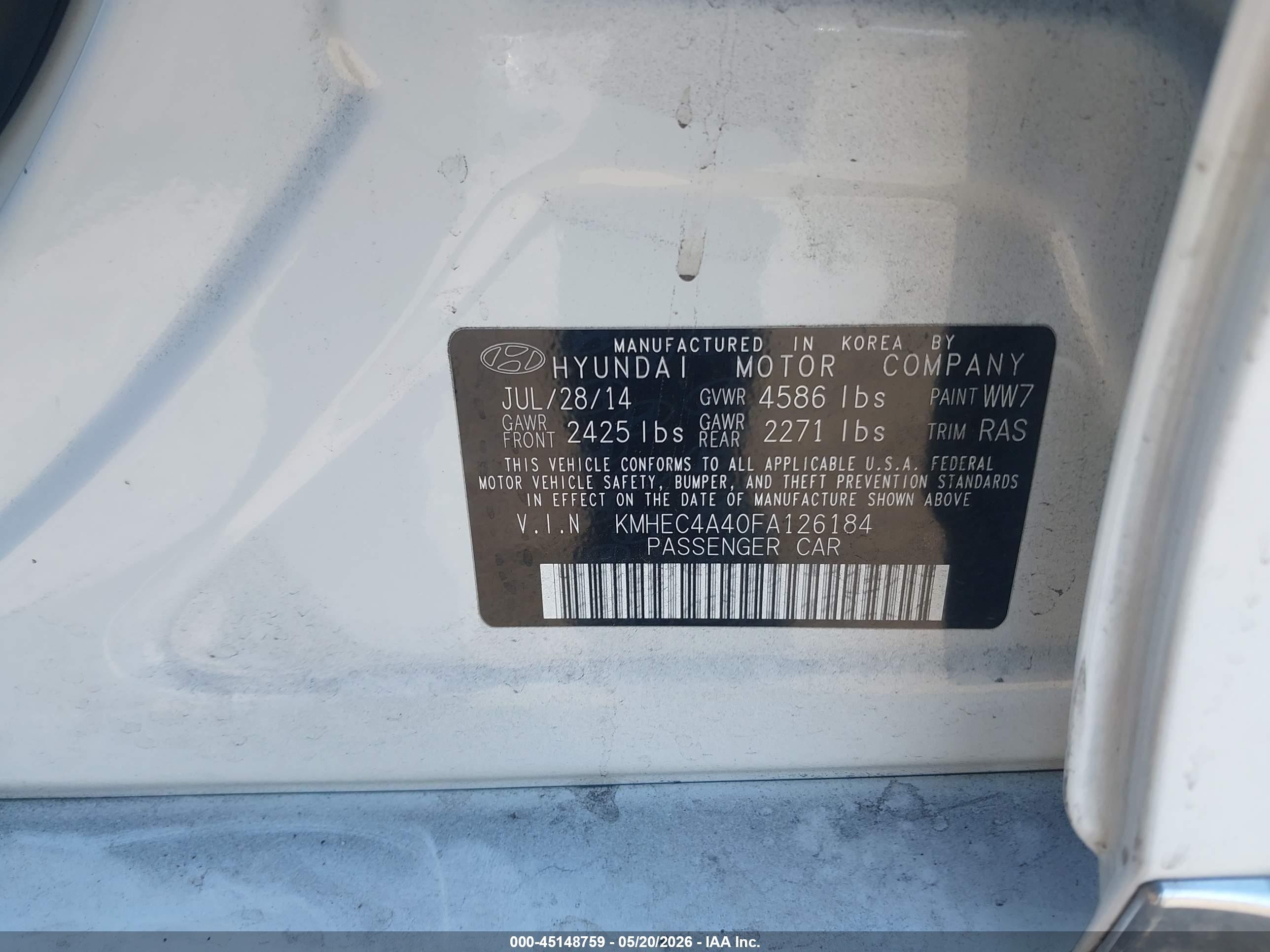 2015 Hyundai Sonata Hybrid Limited White vin: KMHEC4A40FA126184