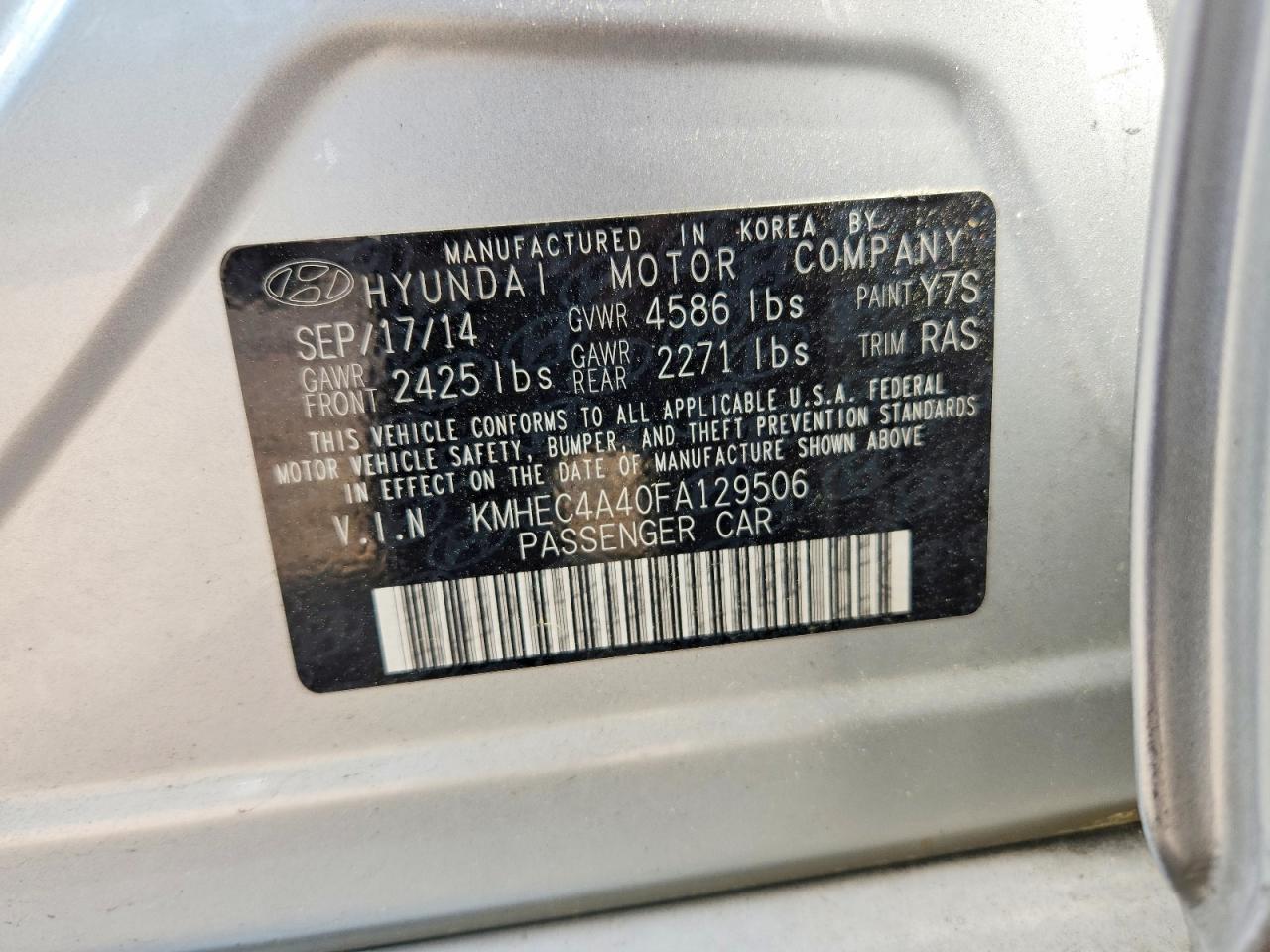 2015 Hyundai Sonata Hybrid Limited Gray vin: KMHEC4A40FA129506