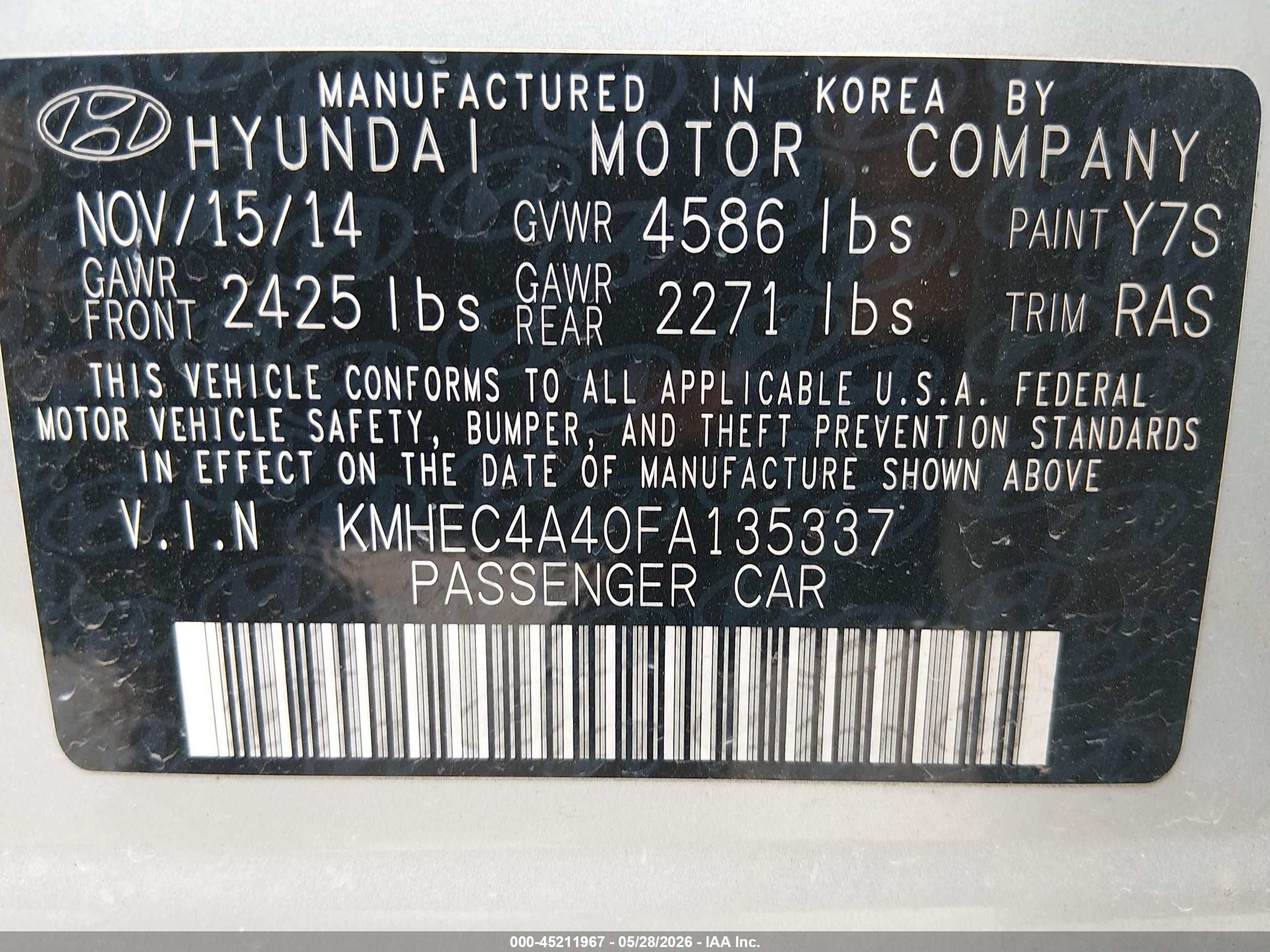 2015 Hyundai Sonata Hybrid Silver vin: KMHEC4A40FA135337