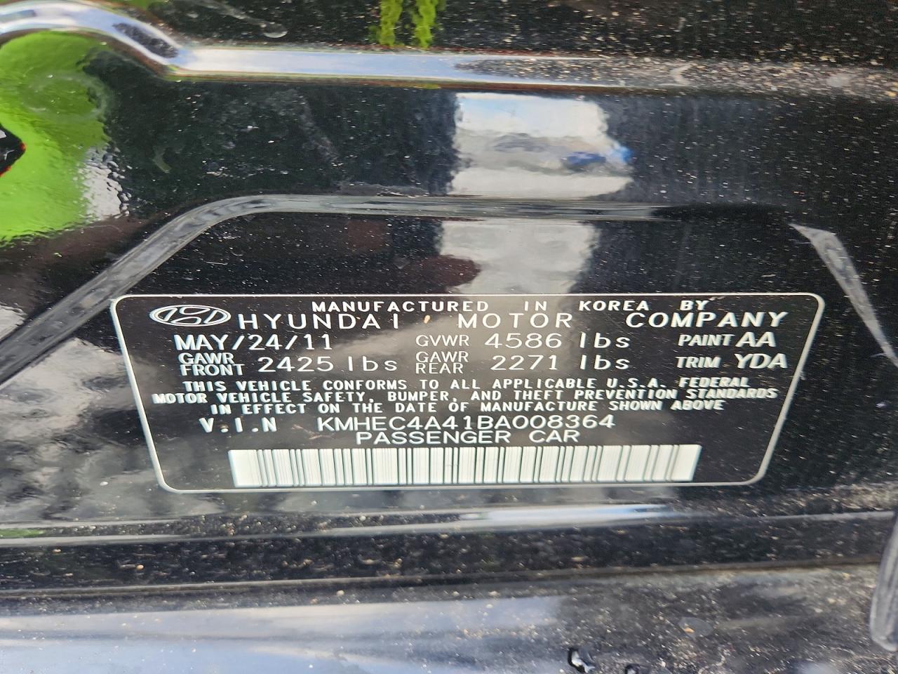 2011 Hyundai Sonata Hybrid Black vin: KMHEC4A41BA008364