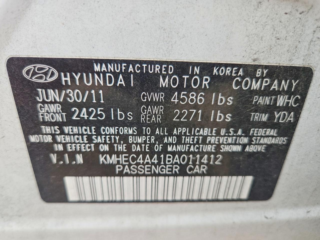 2011 Hyundai Sonata Hybrid Белый vin: KMHEC4A41BA011412