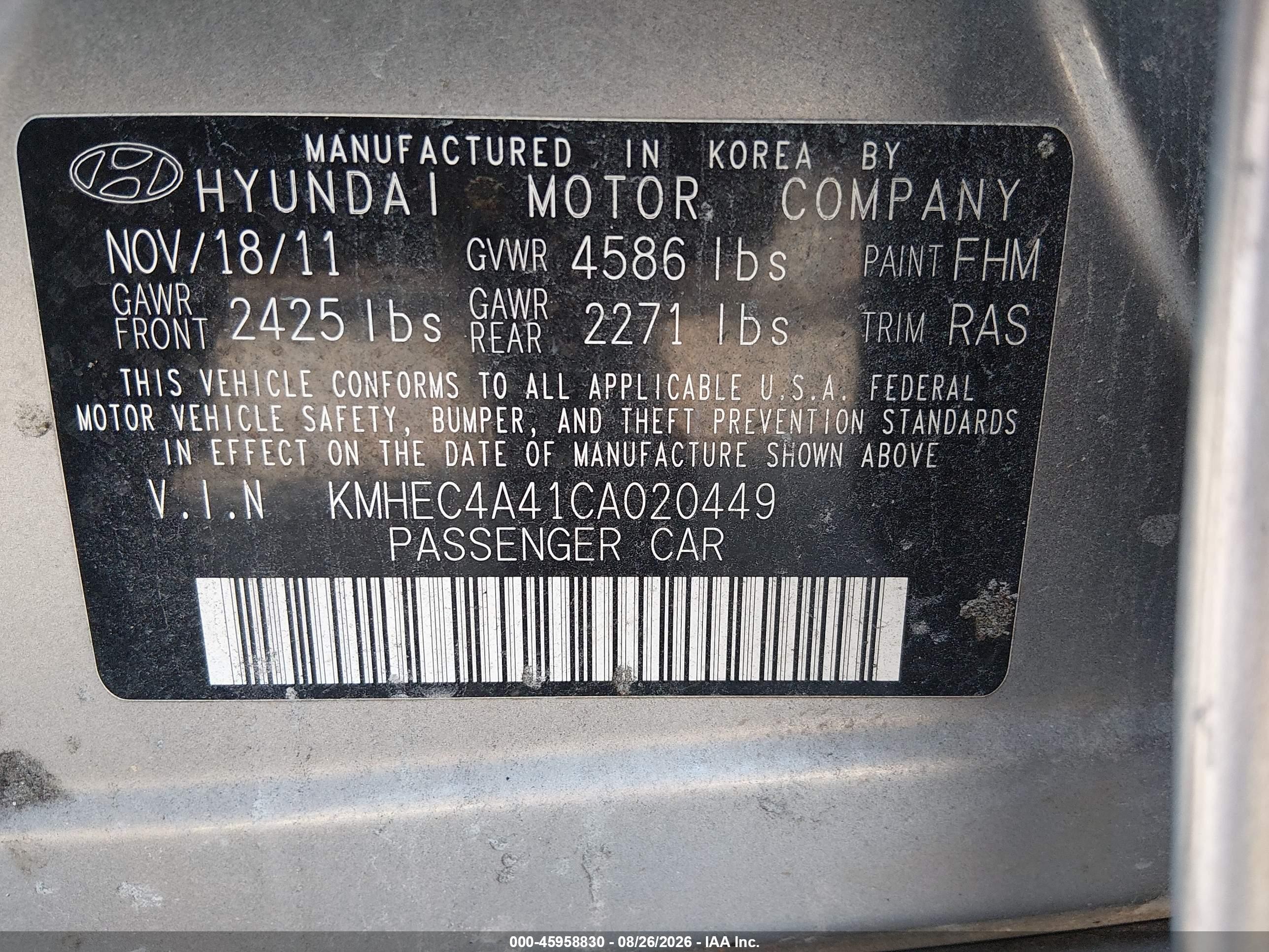 2012 Hyundai Sonata Hybrid   Silver vin: KMHEC4A41CA020449