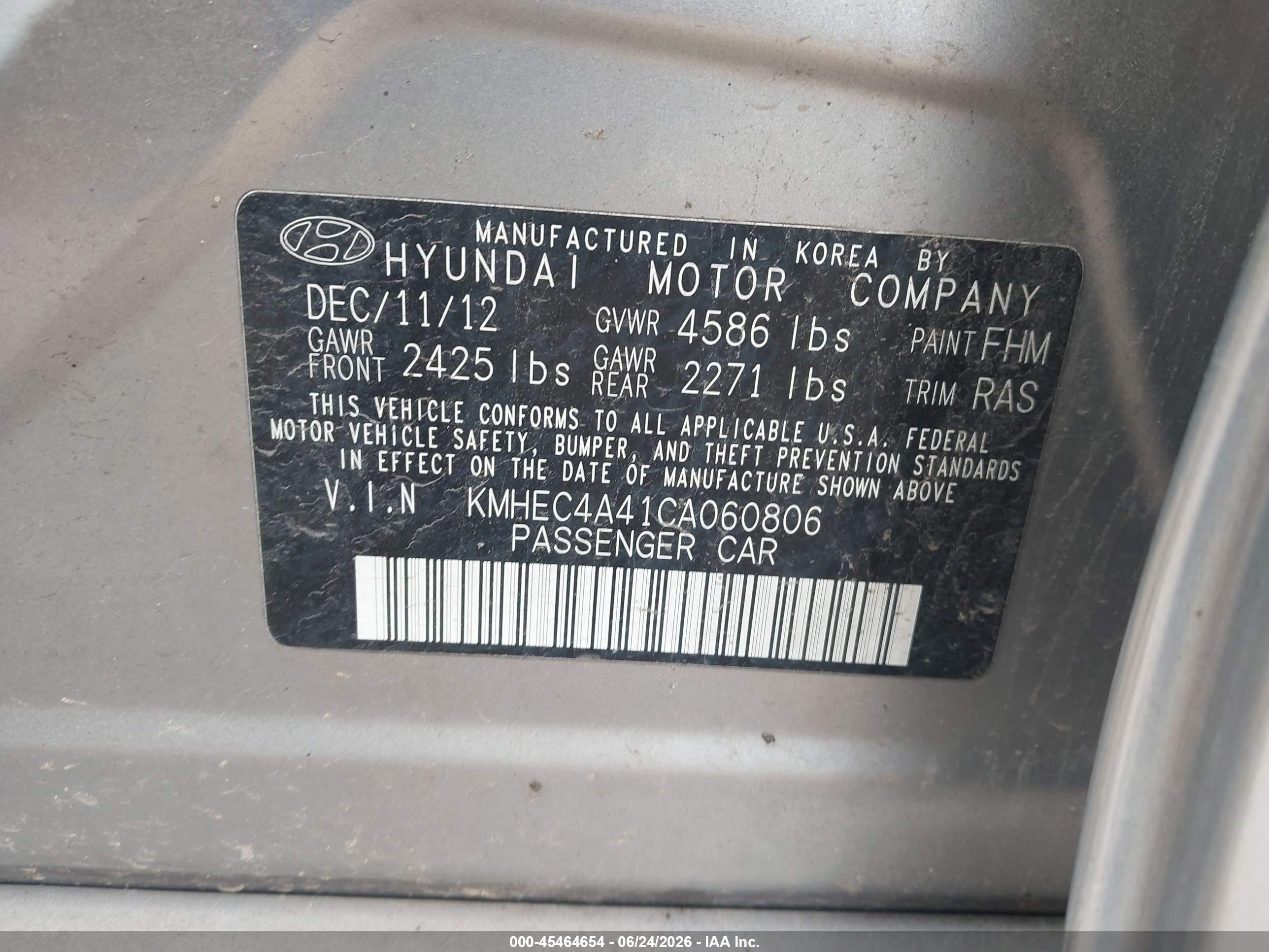2012 Hyundai Sonata Hybrid   Silver vin: KMHEC4A41CA060806