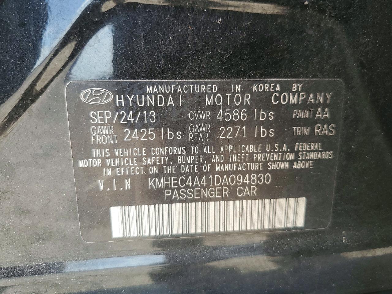 2013 Hyundai Sonata Hybrid Black vin: KMHEC4A41DA094830