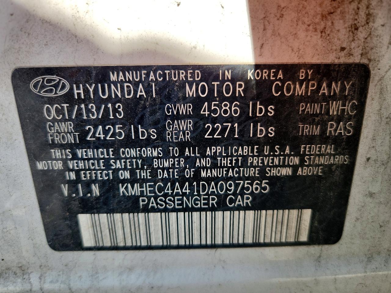 2013 Hyundai Sonata Hybrid White vin: KMHEC4A41DA097565