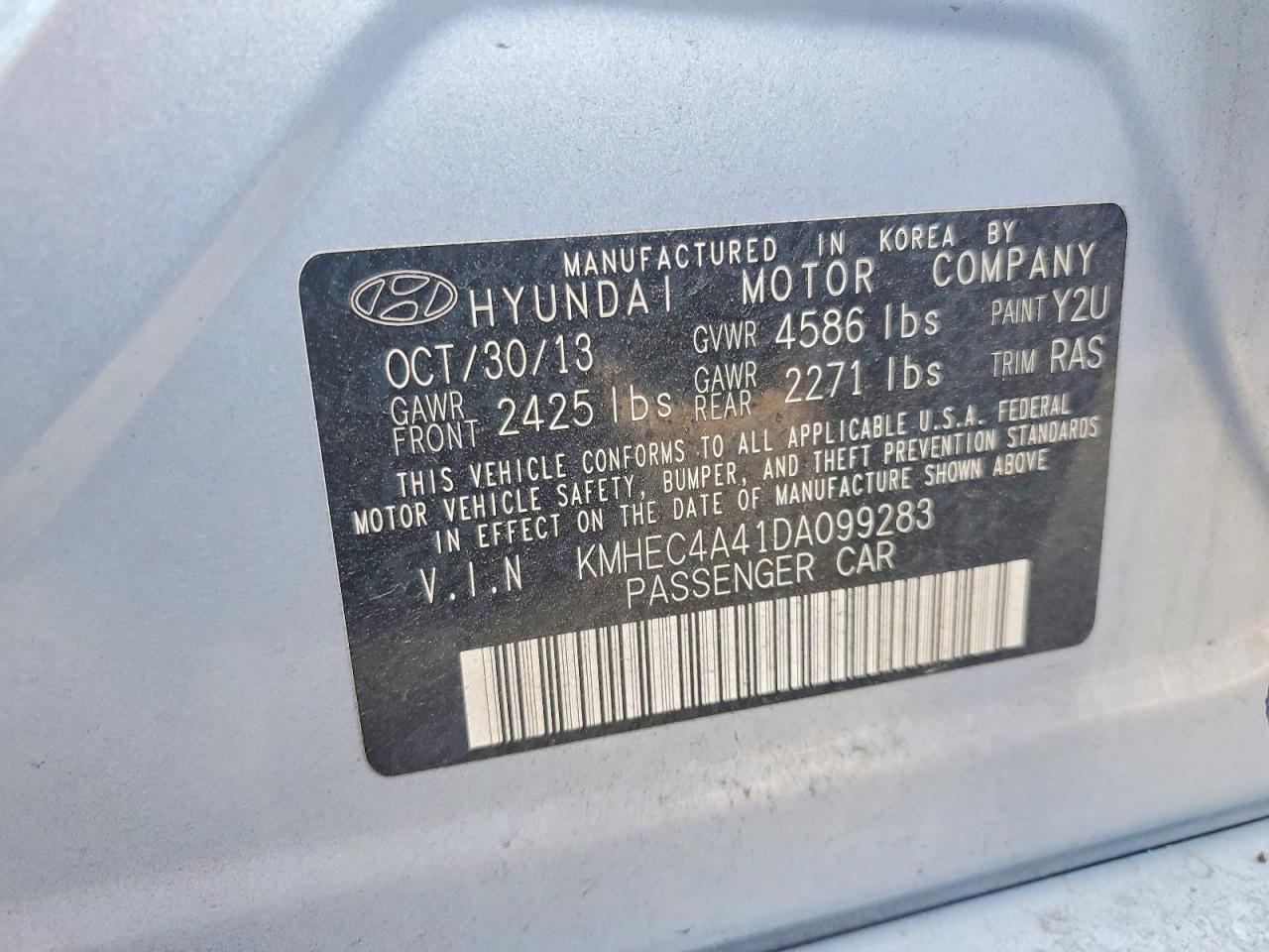 2013 Hyundai Sonata Hybrid Blue vin: KMHEC4A41DA099283