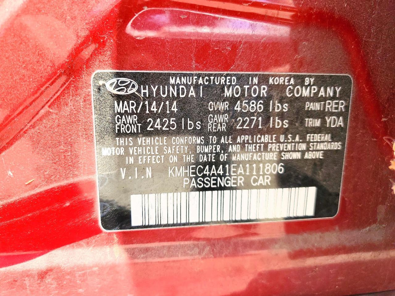 2014 Hyundai Sonata Hybrid Burgundy vin: KMHEC4A41EA111806