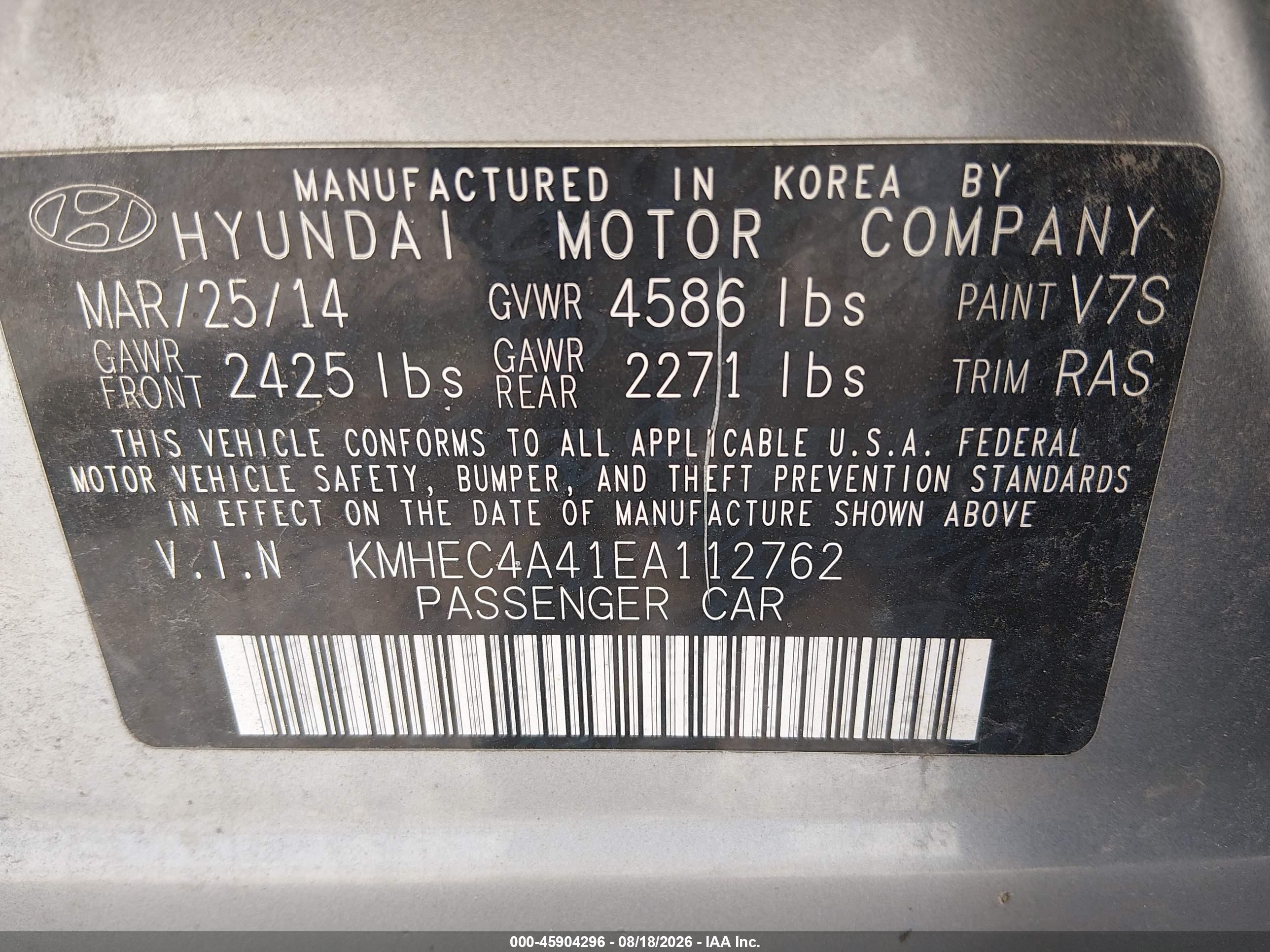 2014 Hyundai Sonata Hybrid Limited Silver vin: KMHEC4A41EA112762