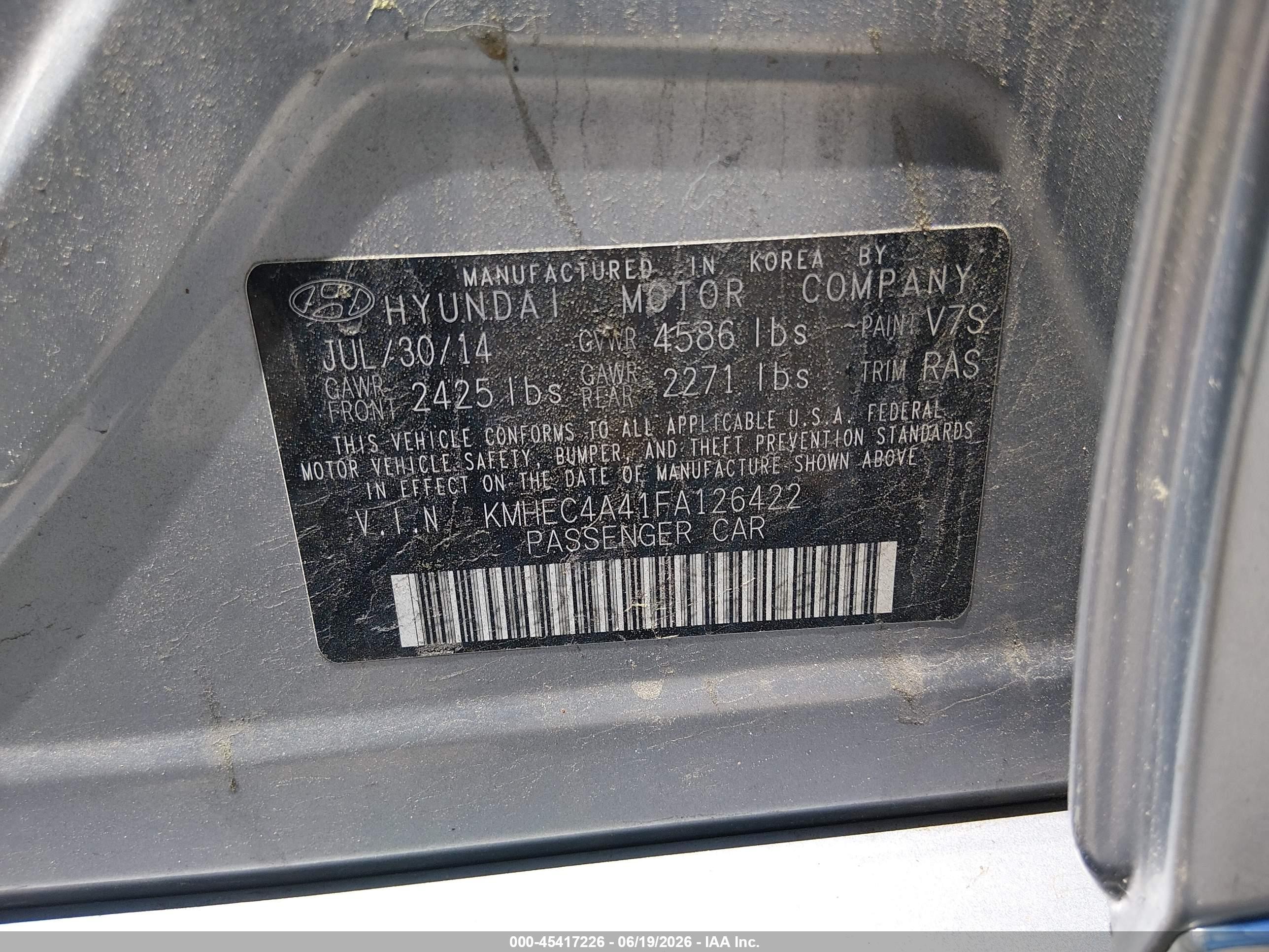 2015 Hyundai Sonata Hybrid Limited Серебряный vin: KMHEC4A41FA126422