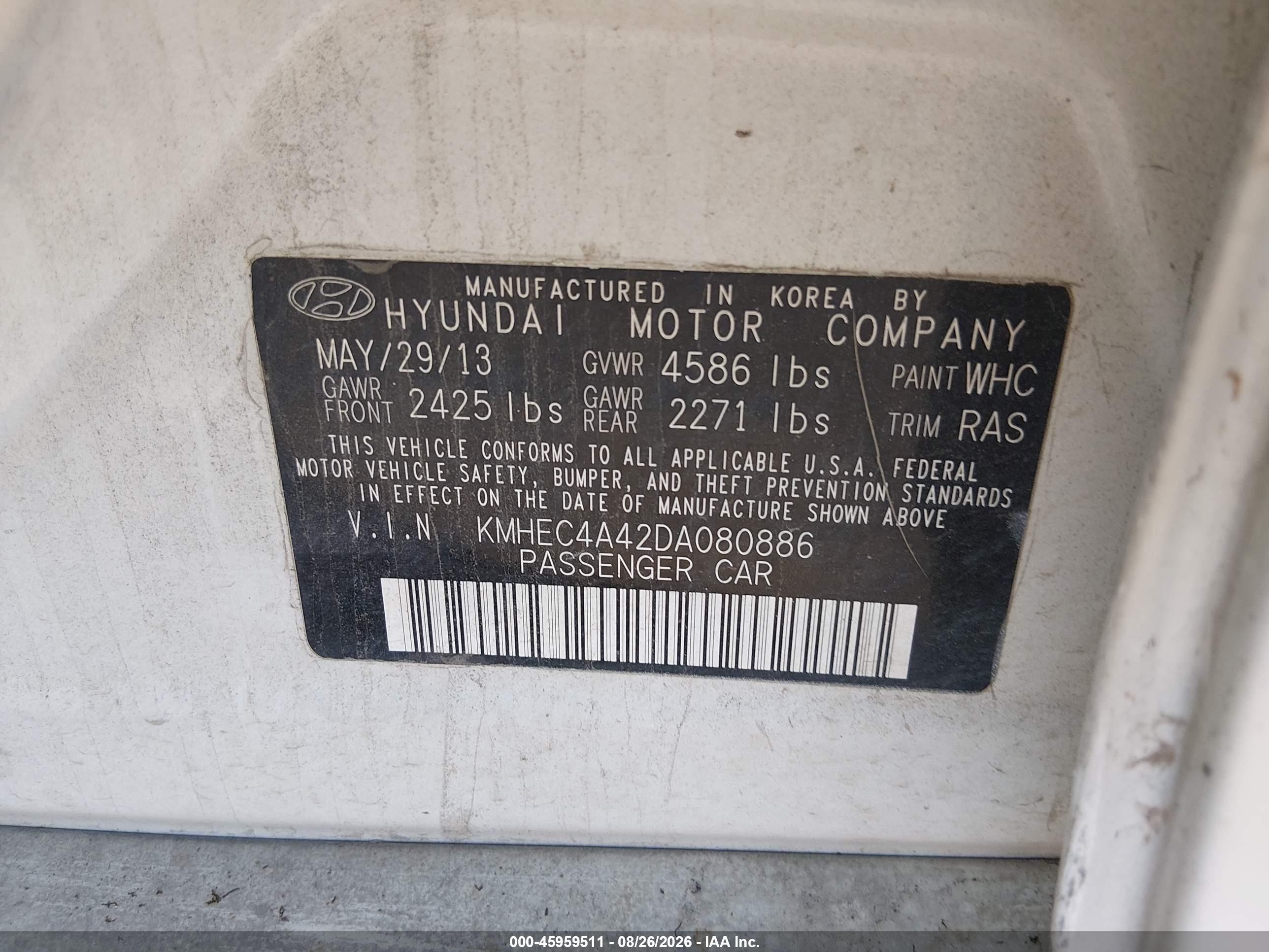 2013 Hyundai Sonata Hybrid Limited White vin: KMHEC4A42DA080886