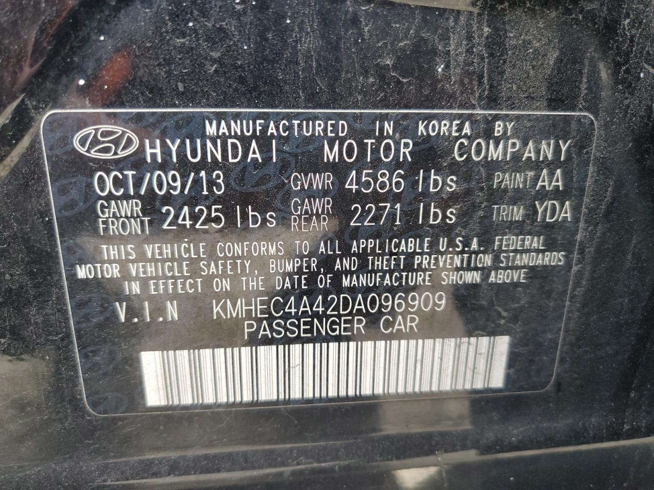 2013 Hyundai Sonata Hybrid Limited Black vin: KMHEC4A42DA096909