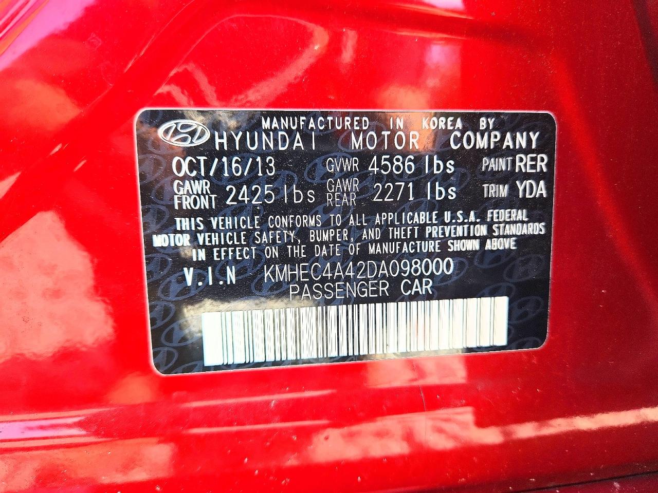 2013 Hyundai Sonata Hybrid Red vin: KMHEC4A42DA098000