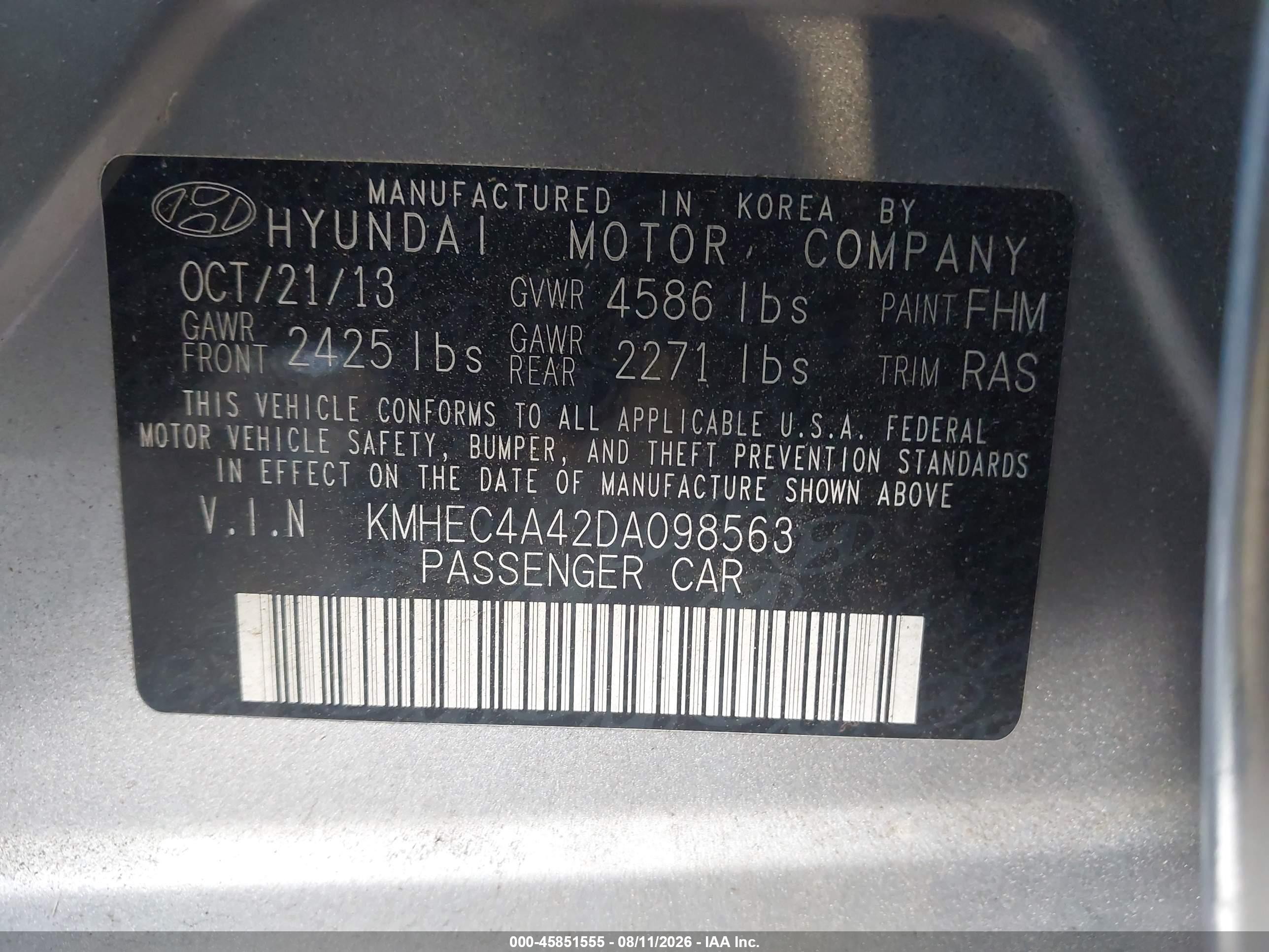 2013 Hyundai Sonata Hybrid Limited Серый vin: KMHEC4A42DA098563